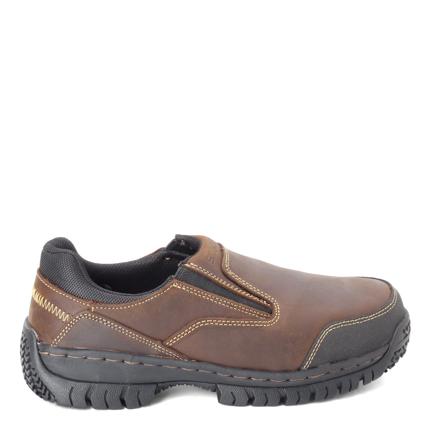 Peltz Shoes  Men's Skechers Relaxed Fit: Hartan ST Work Shoe - Wide Width Dark Brown 77066W-DKBR