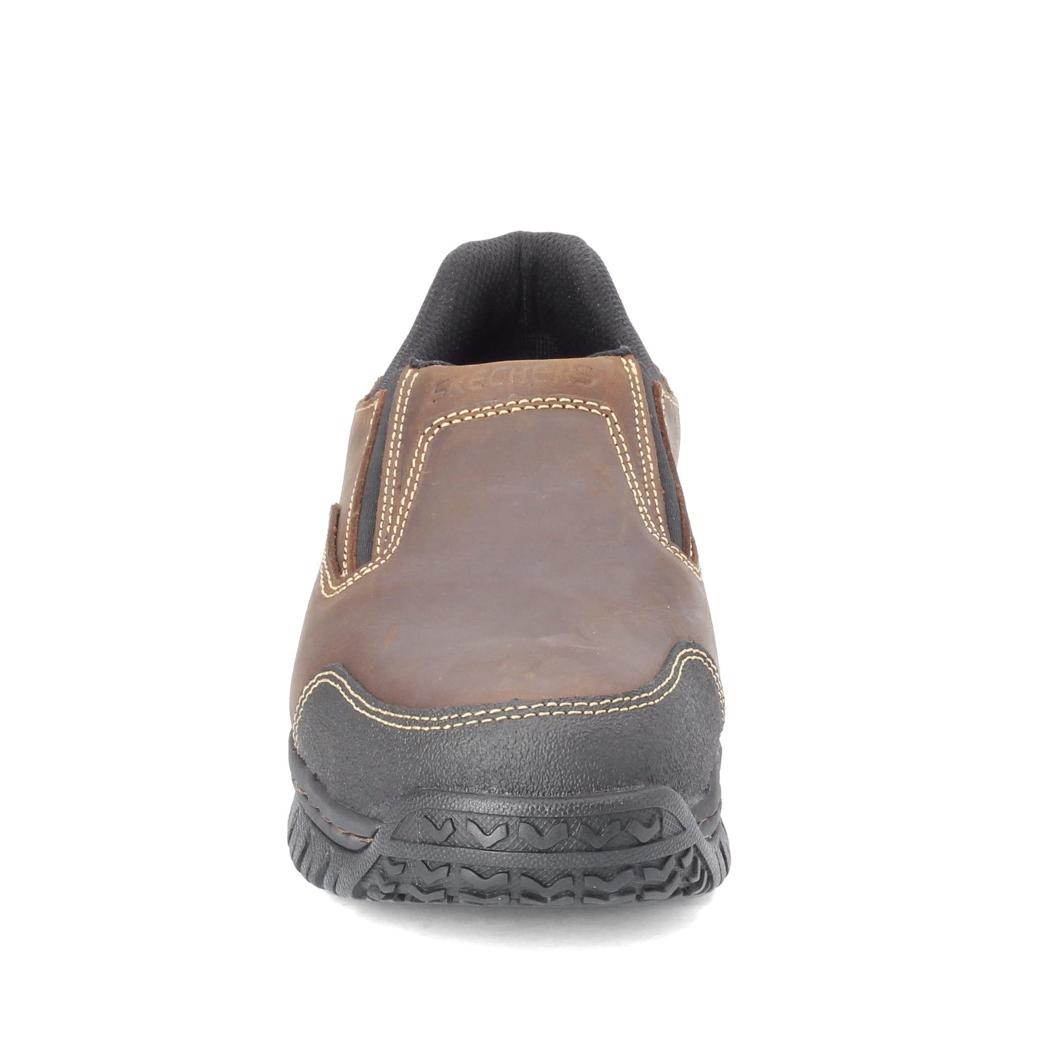 Peltz Shoes  Men's Skechers Relaxed Fit: Hartan ST Work Shoe - Wide Width DARK BROWN 77066W-DKBR