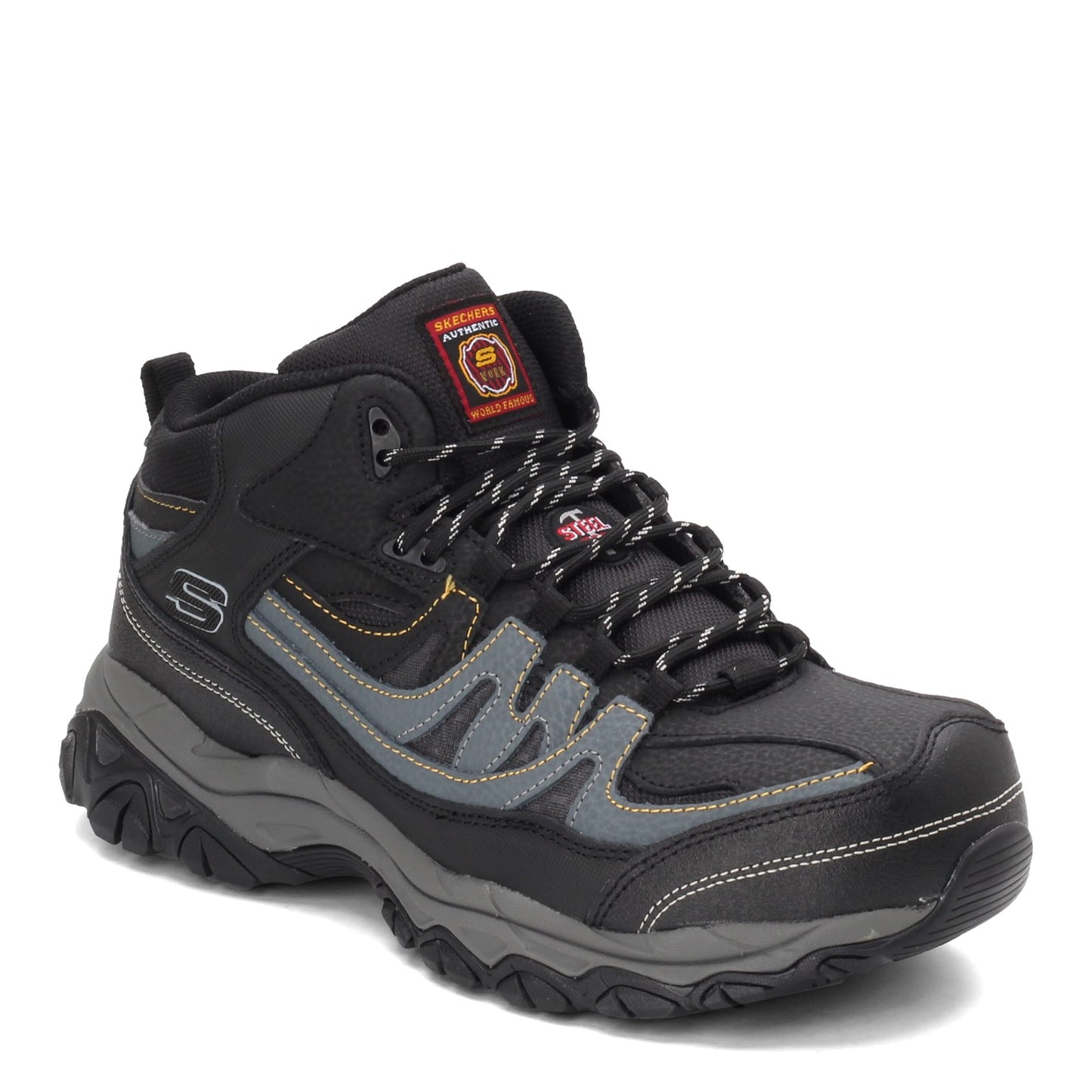 Peltz Shoes  Men's Skechers Work Relaxed Fit: Holdredge - Rebem ST Boot Black/Charcoal 77108-BKCC