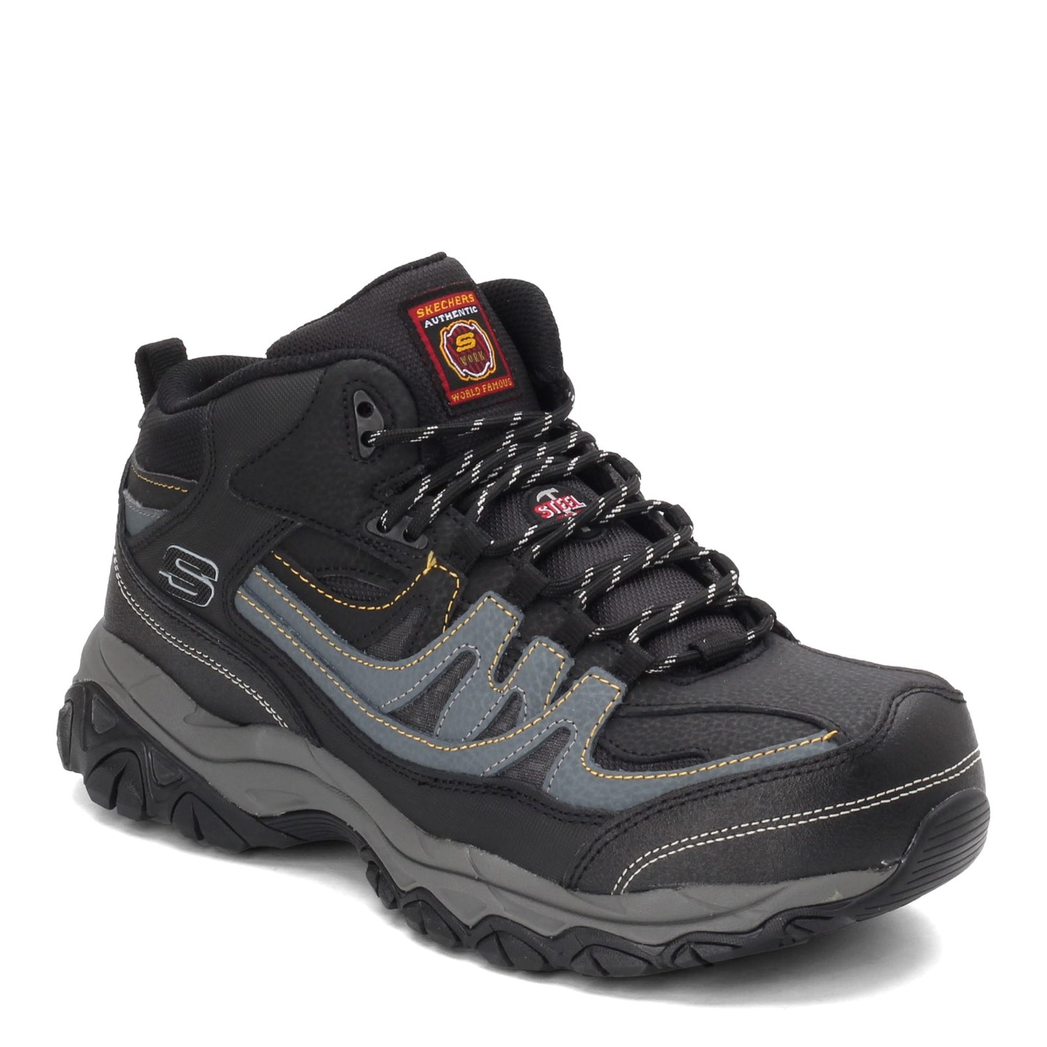 Peltz Shoes  Men's Skechers Work Relaxed Fit: Holdredge - Rebem ST Boot Black/Charcoal 77108-BKCC