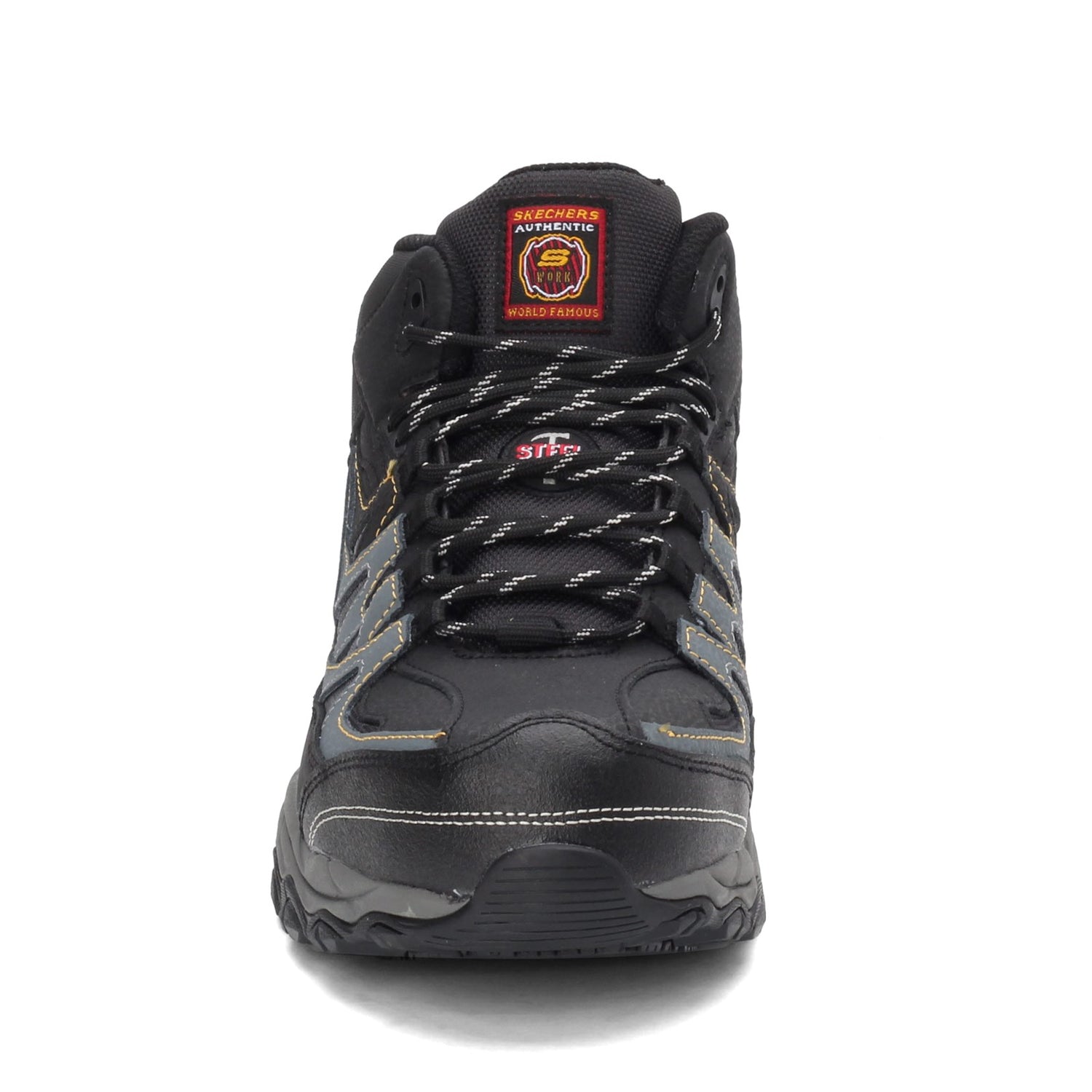 Peltz Shoes  Men's Skechers Work Relaxed Fit: Holdredge - Rebem ST Boot Black/Charcoal 77108-BKCC