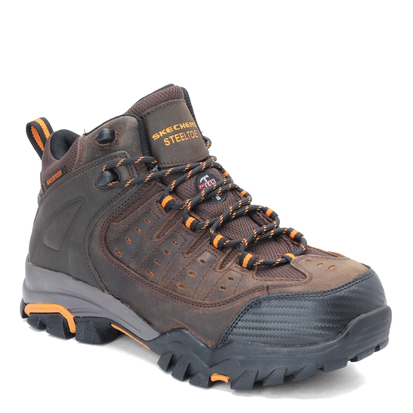Peltz Shoes  Men's Skechers Delleker - Lakehead ST Work Boot BROWN ORANGE 77126W-BROR