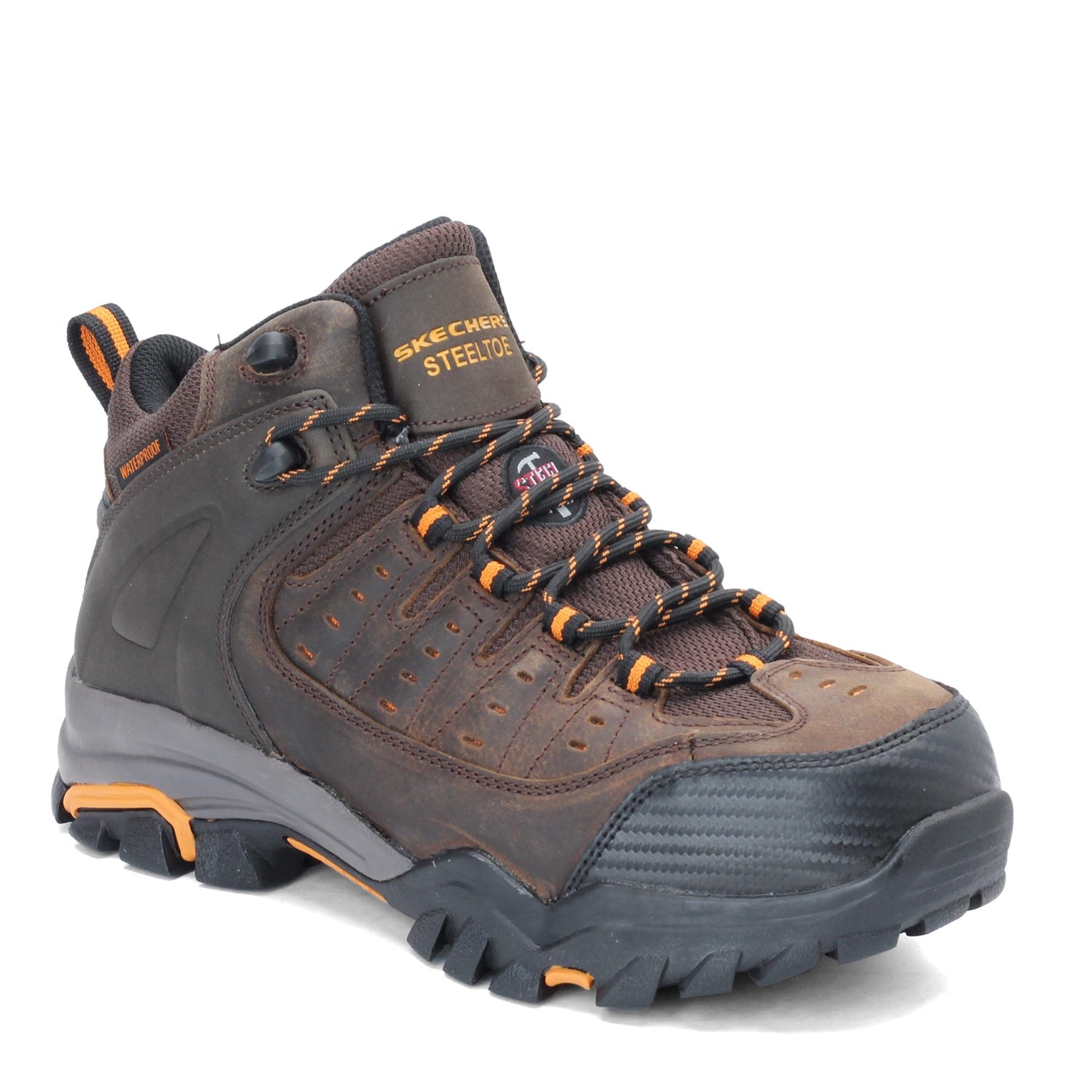 Peltz Shoes  Men's Skechers Delleker - Lakehead ST Work Boot BROWN ORANGE 77126W-BROR