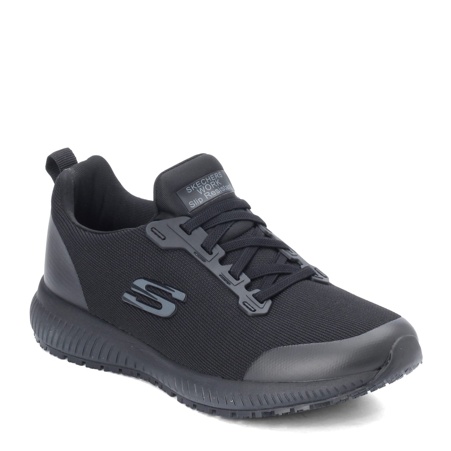 Peltz Shoes  Women's Skechers Squad SR Work Shoe - Wide Width BLACK 77222W-BLK