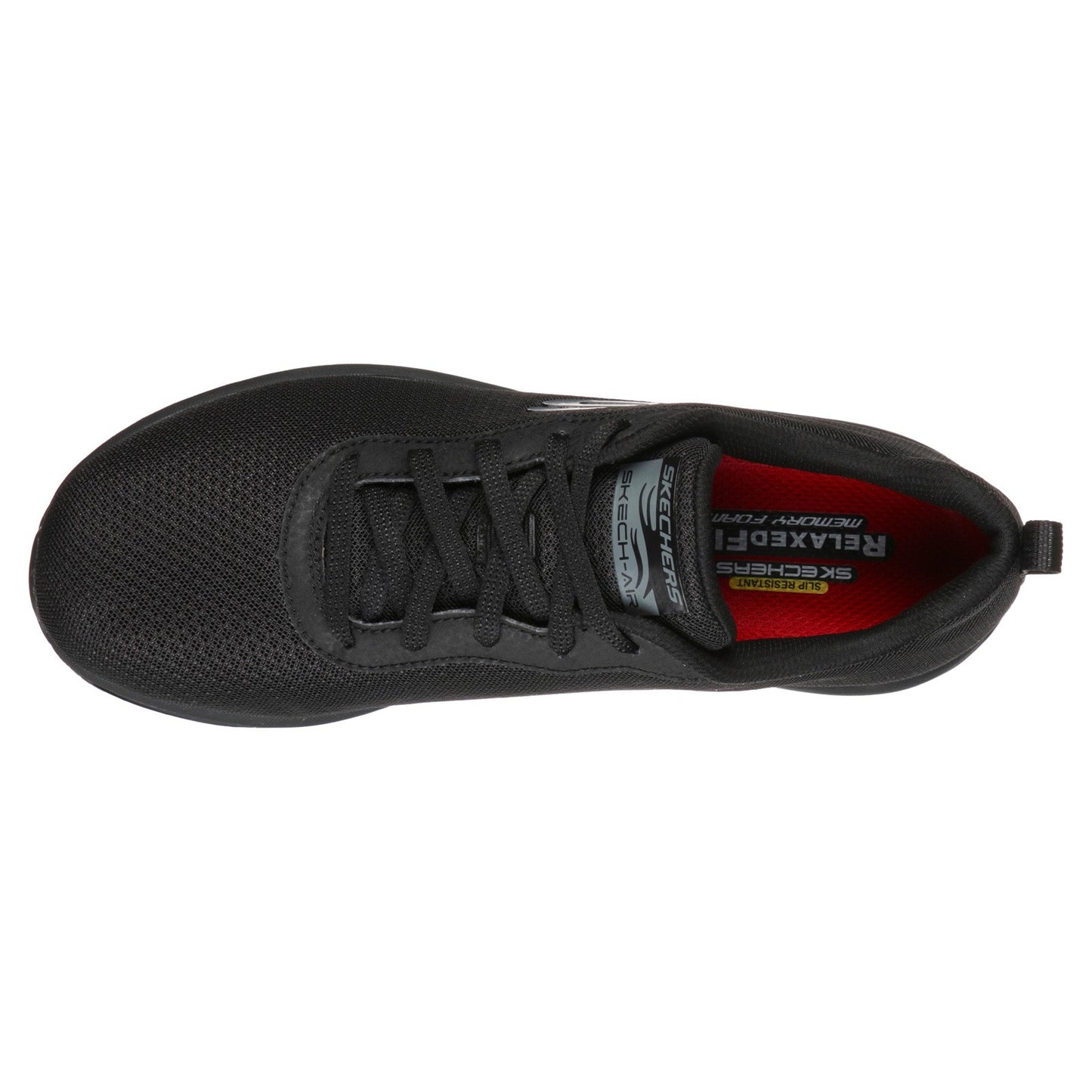 Peltz Shoes  Women's Skechers Work Relaxed Fit: Skech-Air SR Sneaker Black/Black 77274-BBK