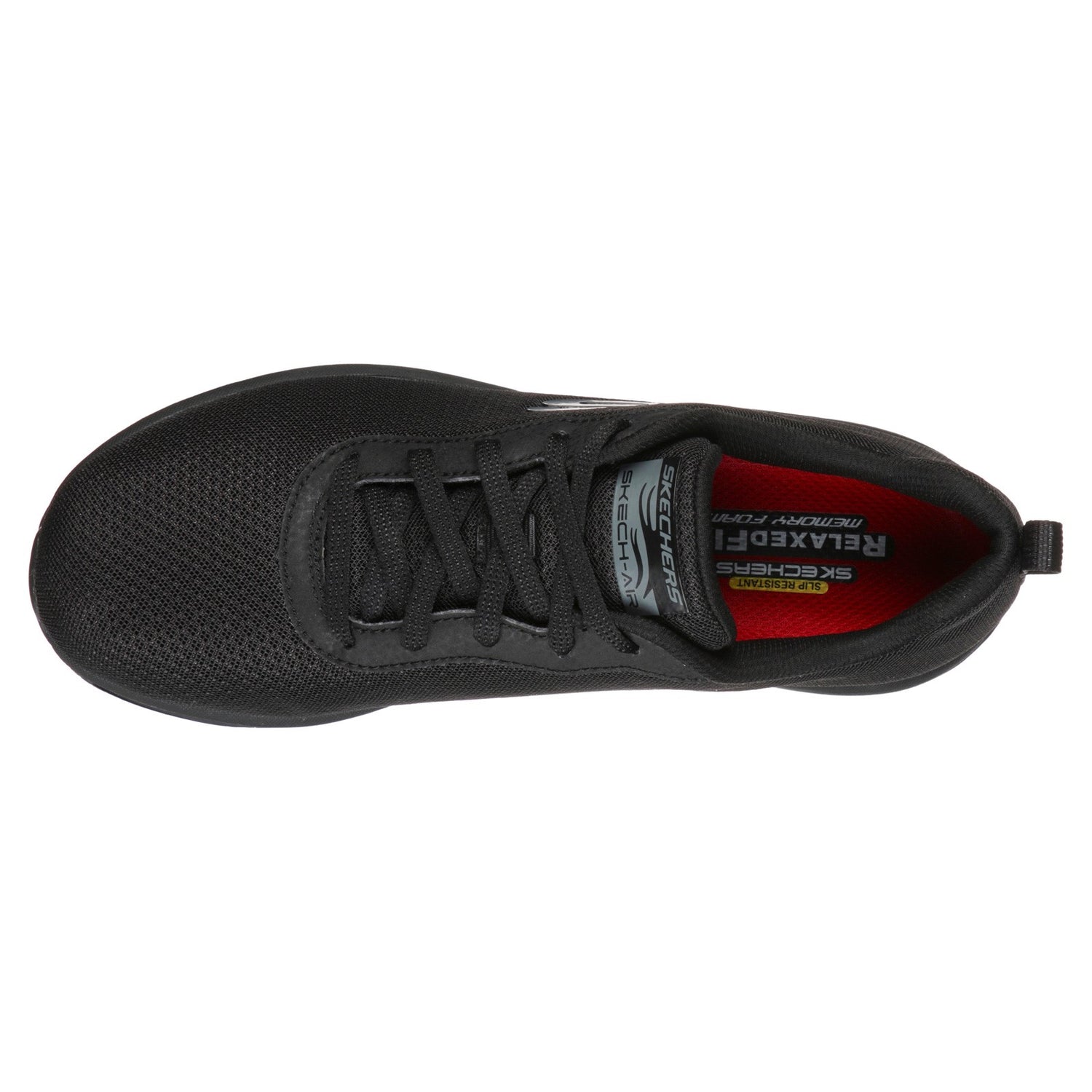 Peltz Shoes  Women's Skechers Work Relaxed Fit: Skech-Air SR Sneaker Black/Black 77274-BBK