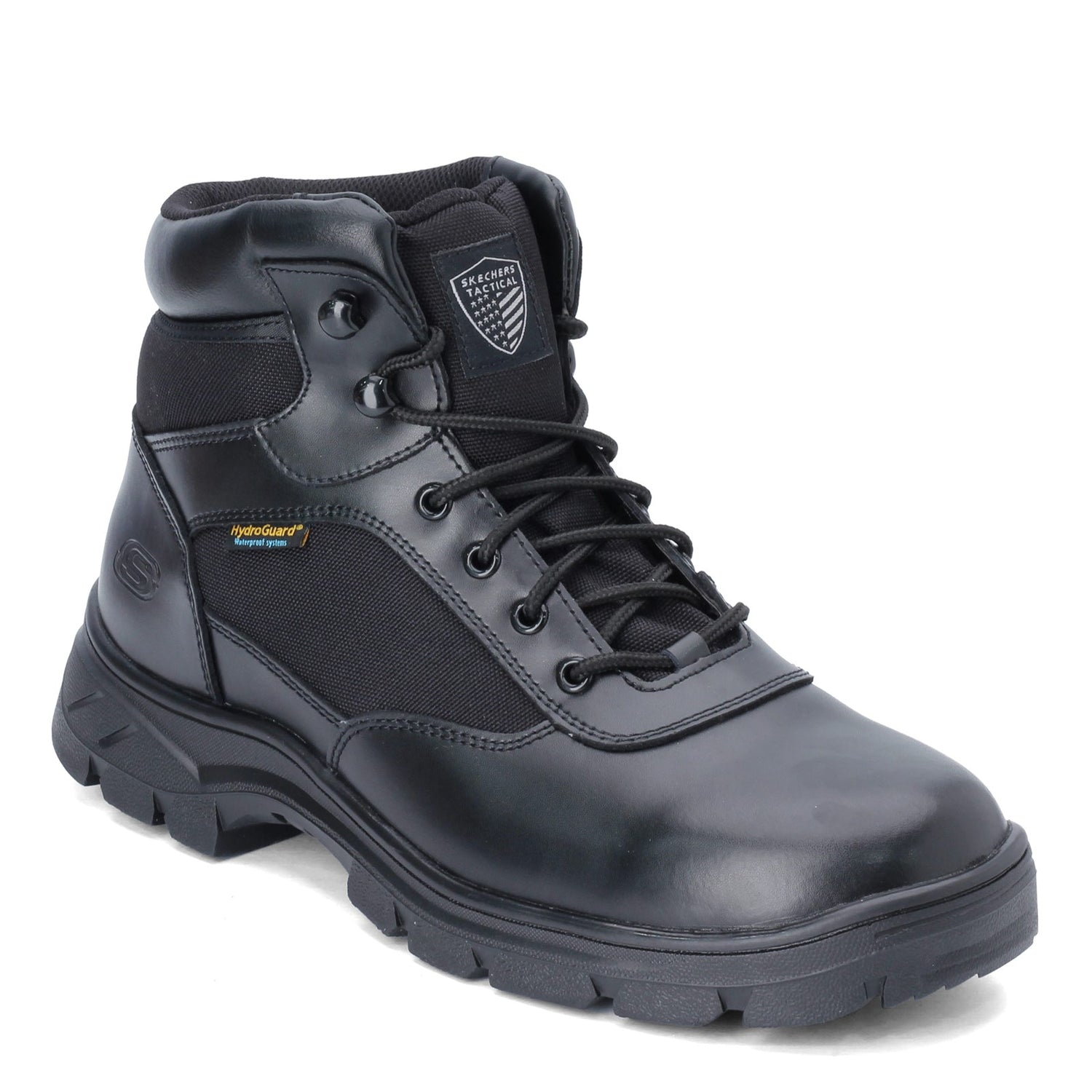 Peltz Shoes  Men's Skechers Work Wascana - Benen WP Tactical Boot Black 77526-BLK