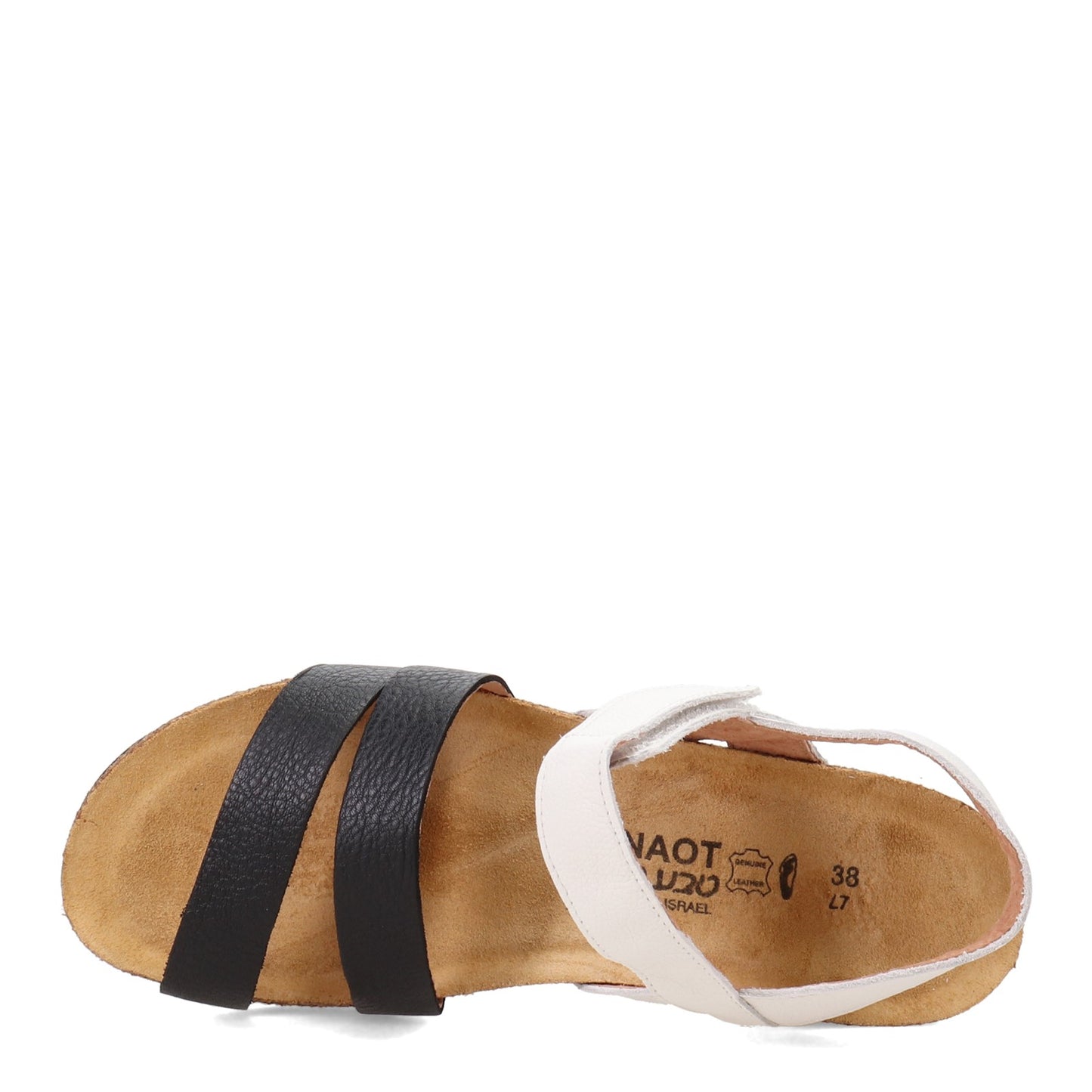 Peltz Shoes  Women's Naot Kayla Sandal White Black 7806-WFX