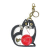 Peltz Shoes  Chala Key Fob Coin Purse Black White 806FC0