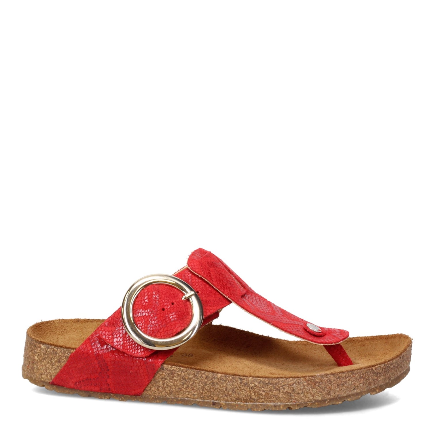 Peltz Shoes  Women's Haflinger Round Buckle Corinna Sandal RED 819075-1637H