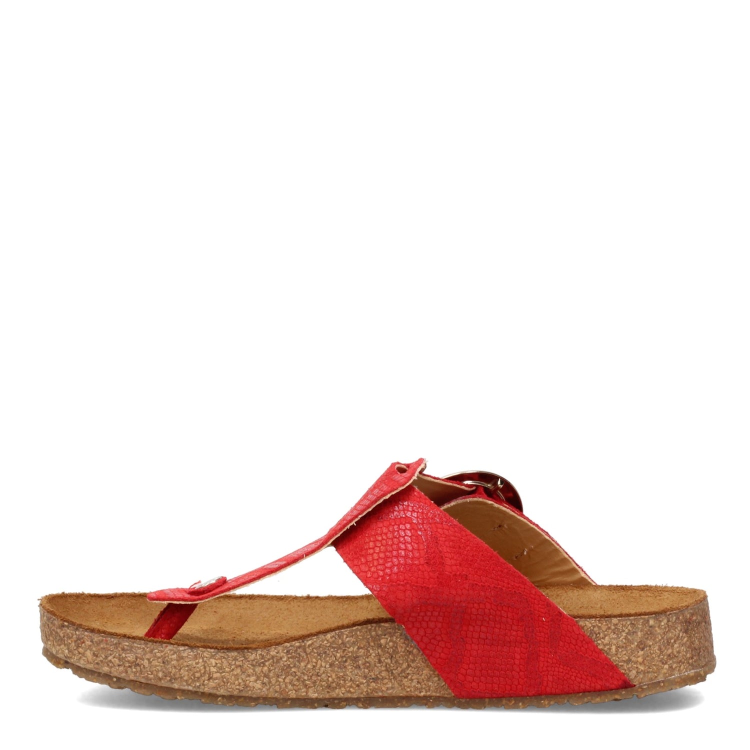 Peltz Shoes  Women's Haflinger Round Buckle Corinna Sandal RED 819075-1637H