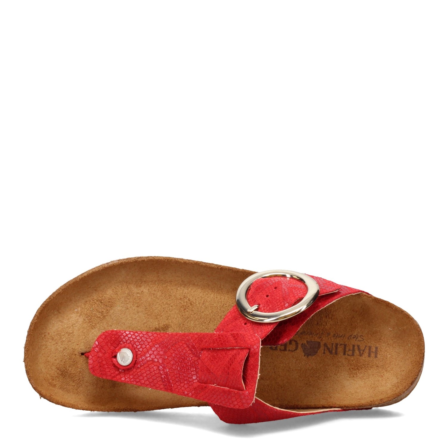 Peltz Shoes  Women's Haflinger Round Buckle Corinna Sandal RED 819075-1637H