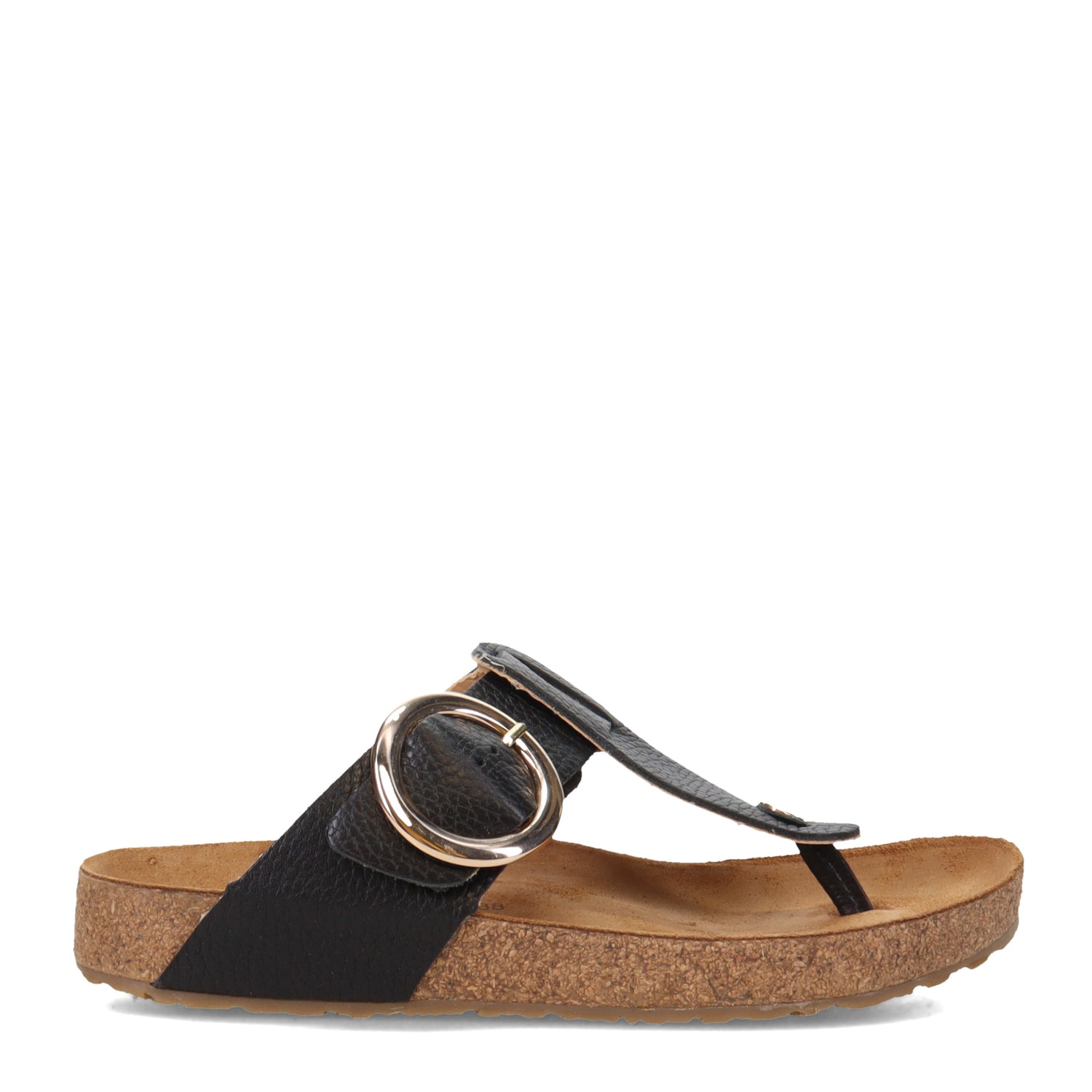 Peltz Shoes  Women's Haflinger Round Buckle Corinna Sandal BLACK 819075-1639