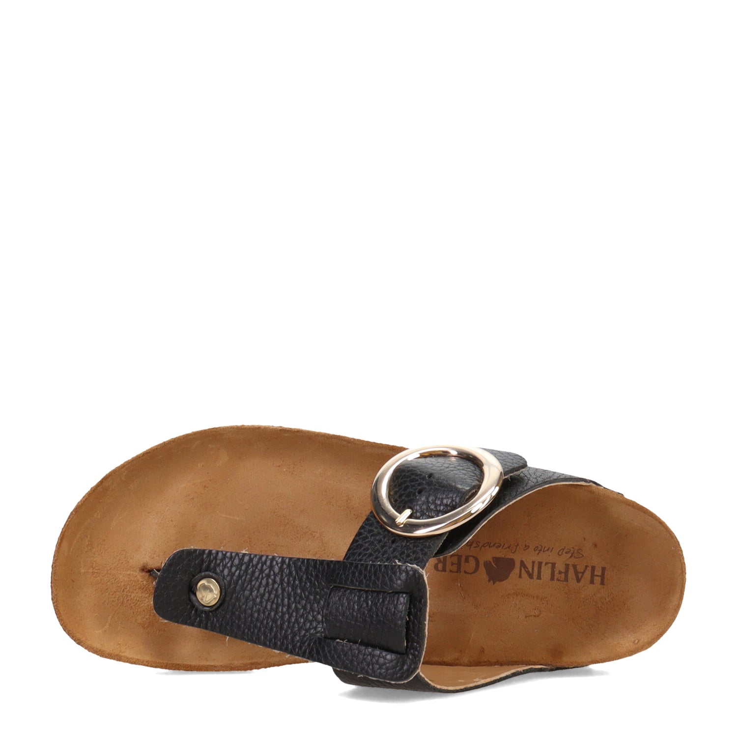 Peltz Shoes  Women's Haflinger Round Buckle Corinna Sandal BLACK 819075-1639