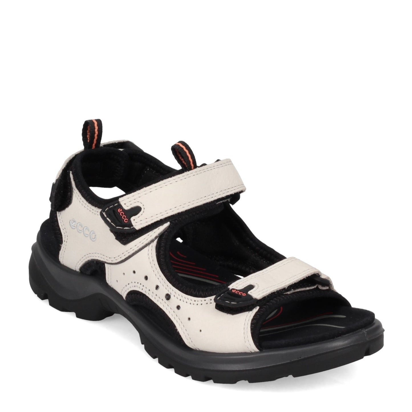 Peltz Shoes  Women's Ecco Offroad Sandal WHITE BLACK 822043-02152