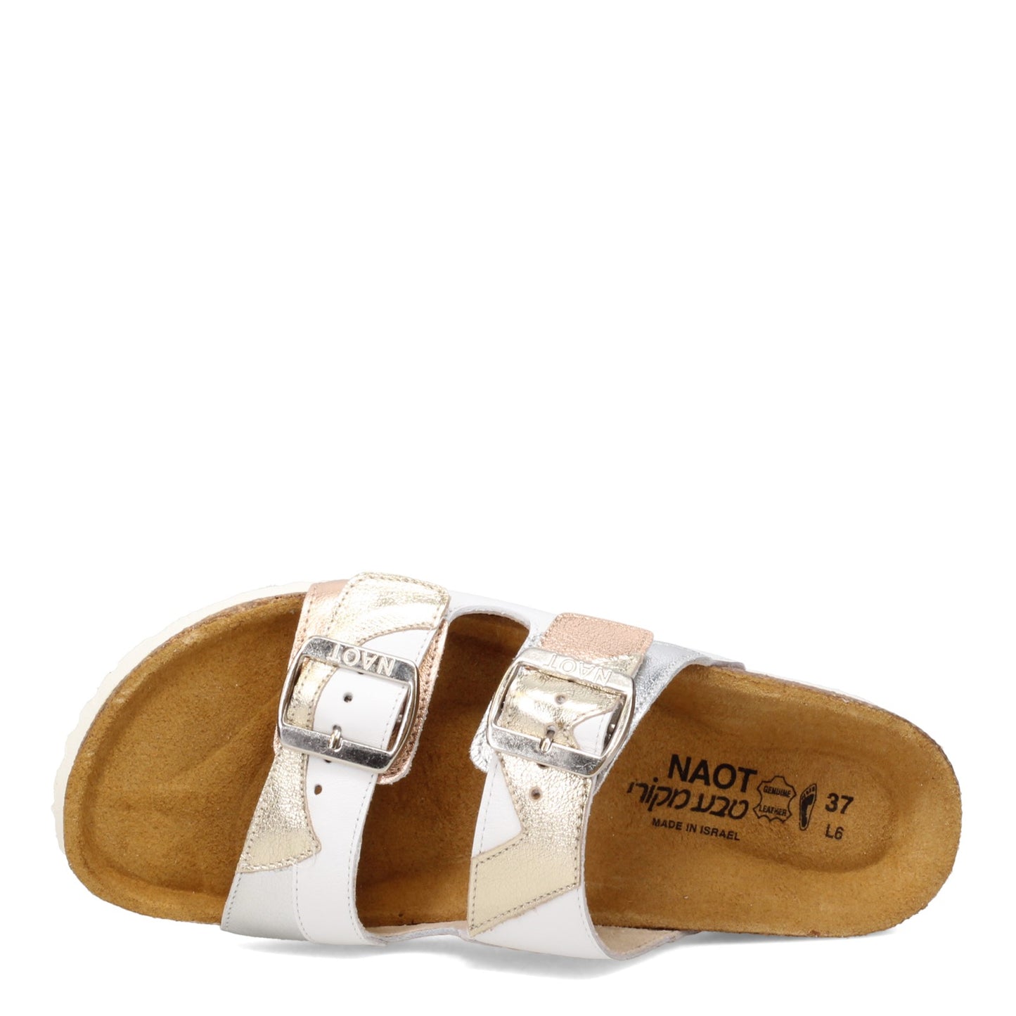 Peltz Shoes  Women's Naot San Diego Sandal White GOLD 8252-WEV