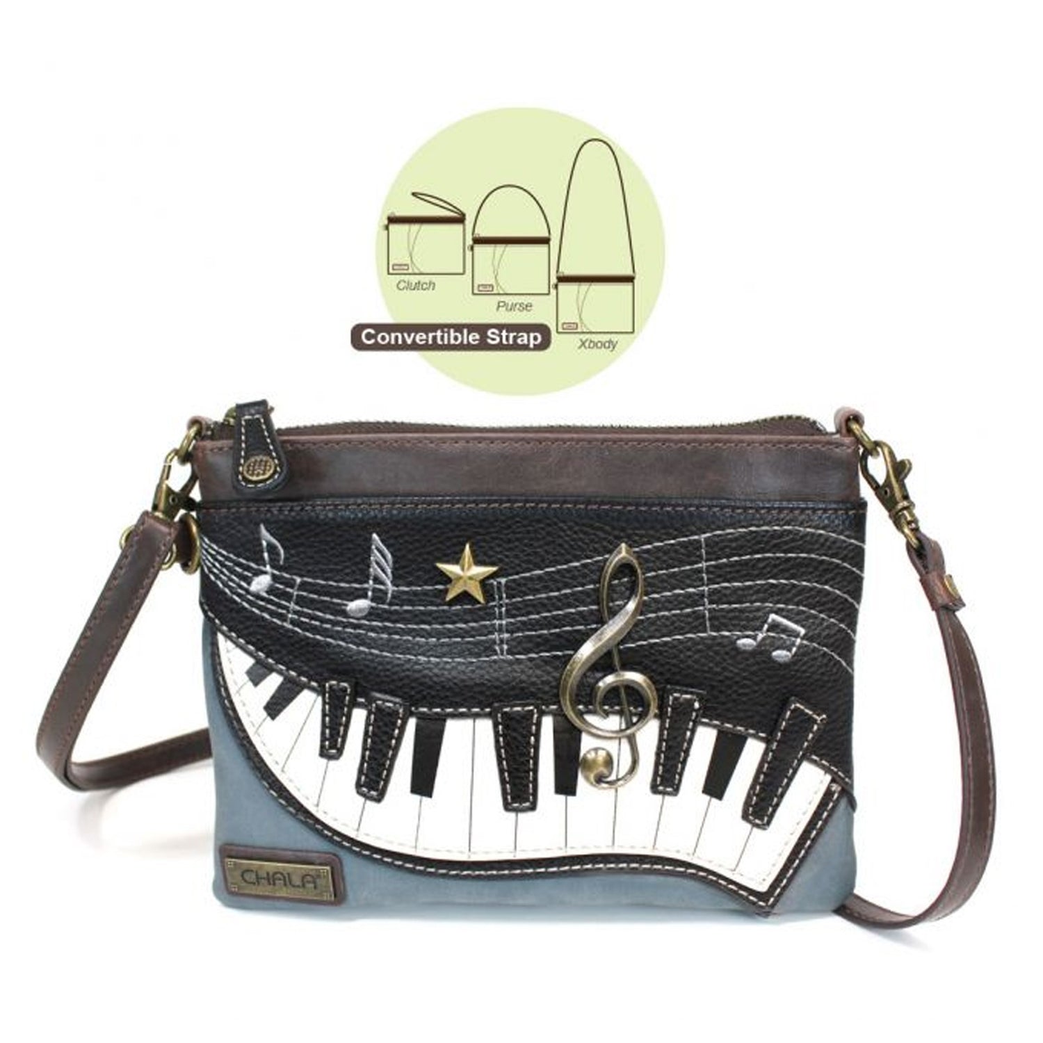 Peltz Shoes  Chala Piano Mini Crossbody Black 826PN1
