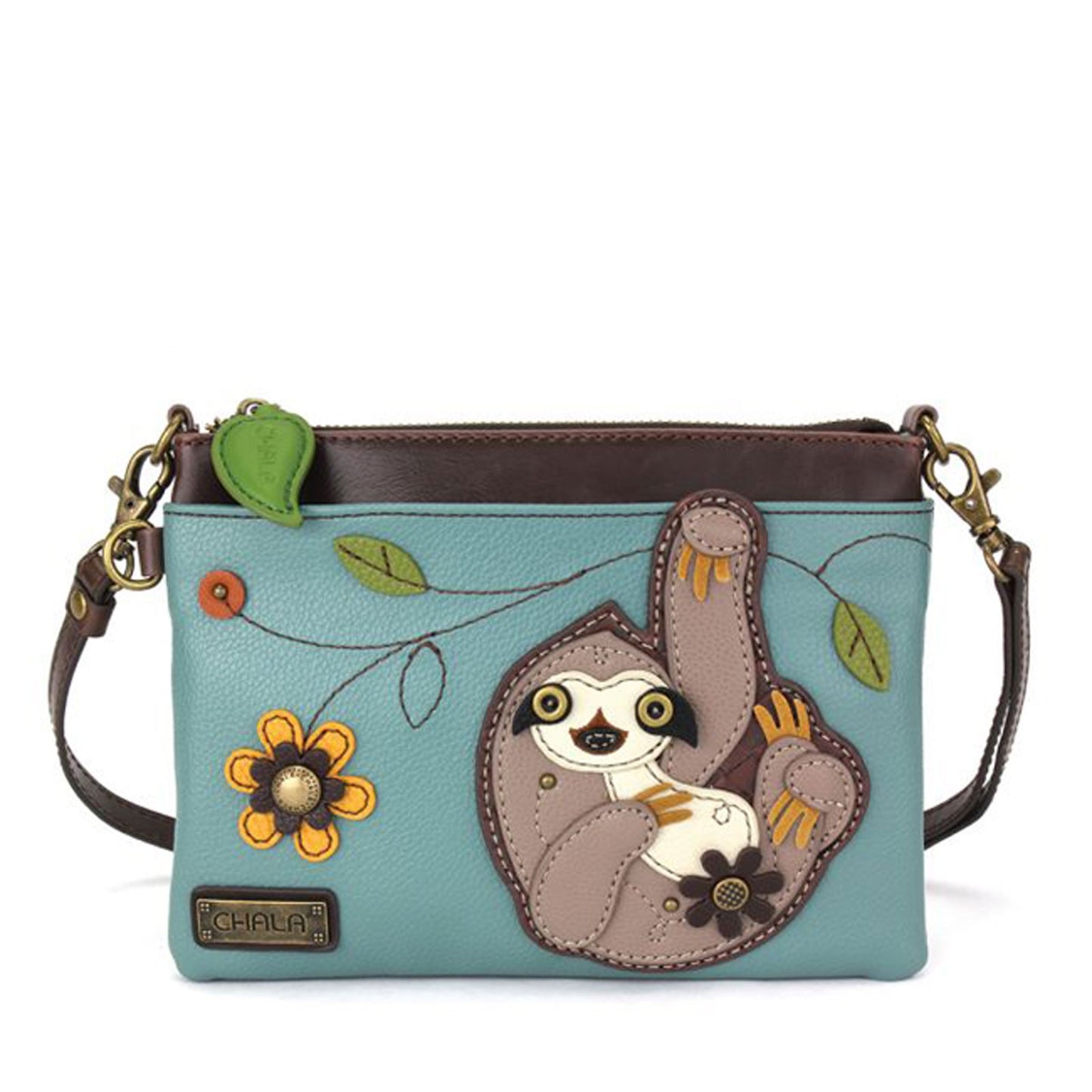 Peltz Shoes  Chala Sloth Mini Crossbody Turquoise 826SL4