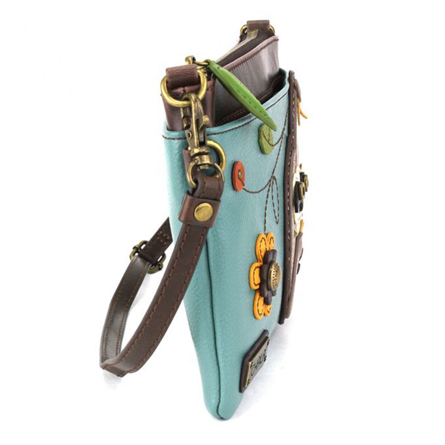 Peltz Shoes  Chala Sloth Mini Crossbody Turquoise 826SL4