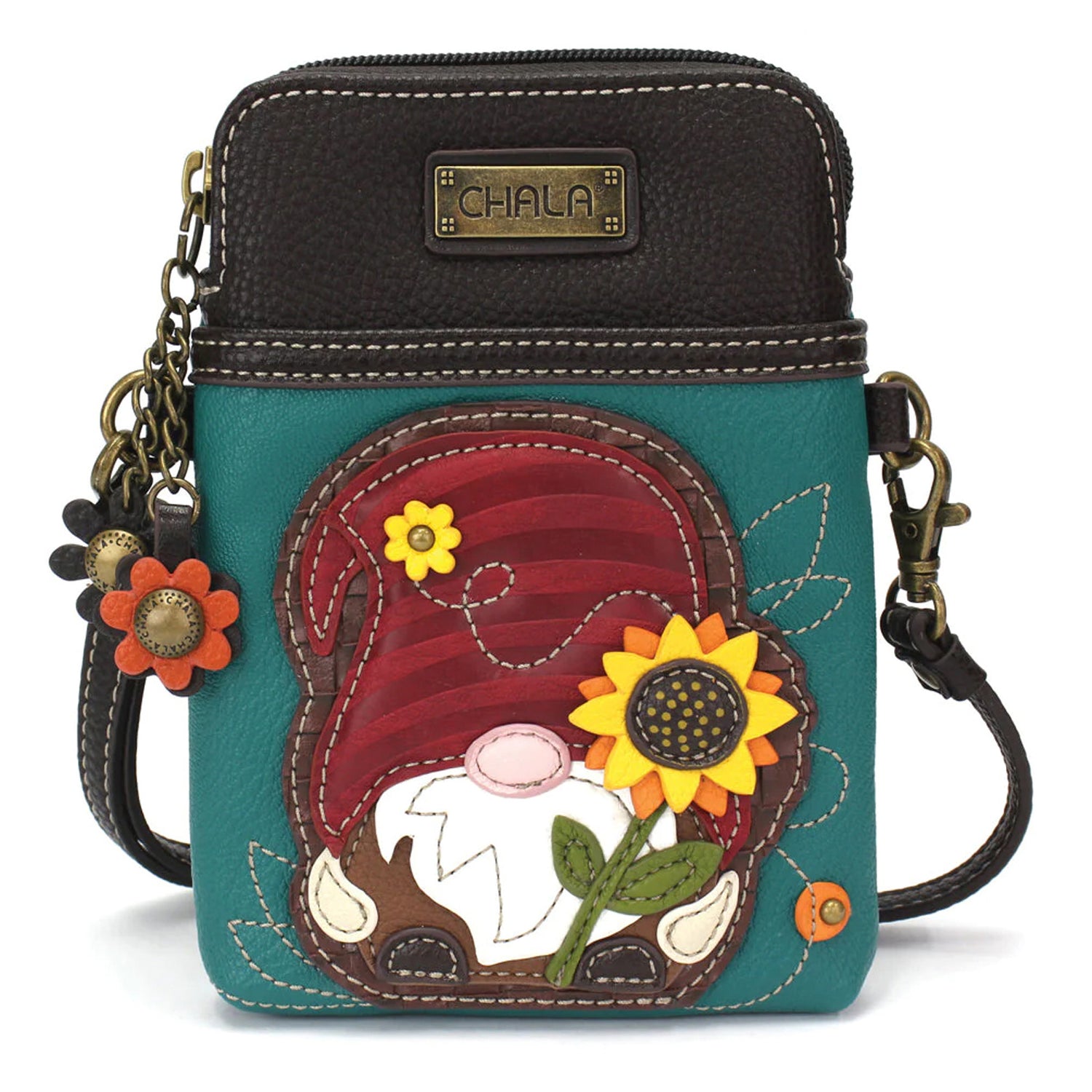 Peltz Shoes  Women's Chala Gnome Cell Phone Crossbody Turquoise Gnome 827GM7
