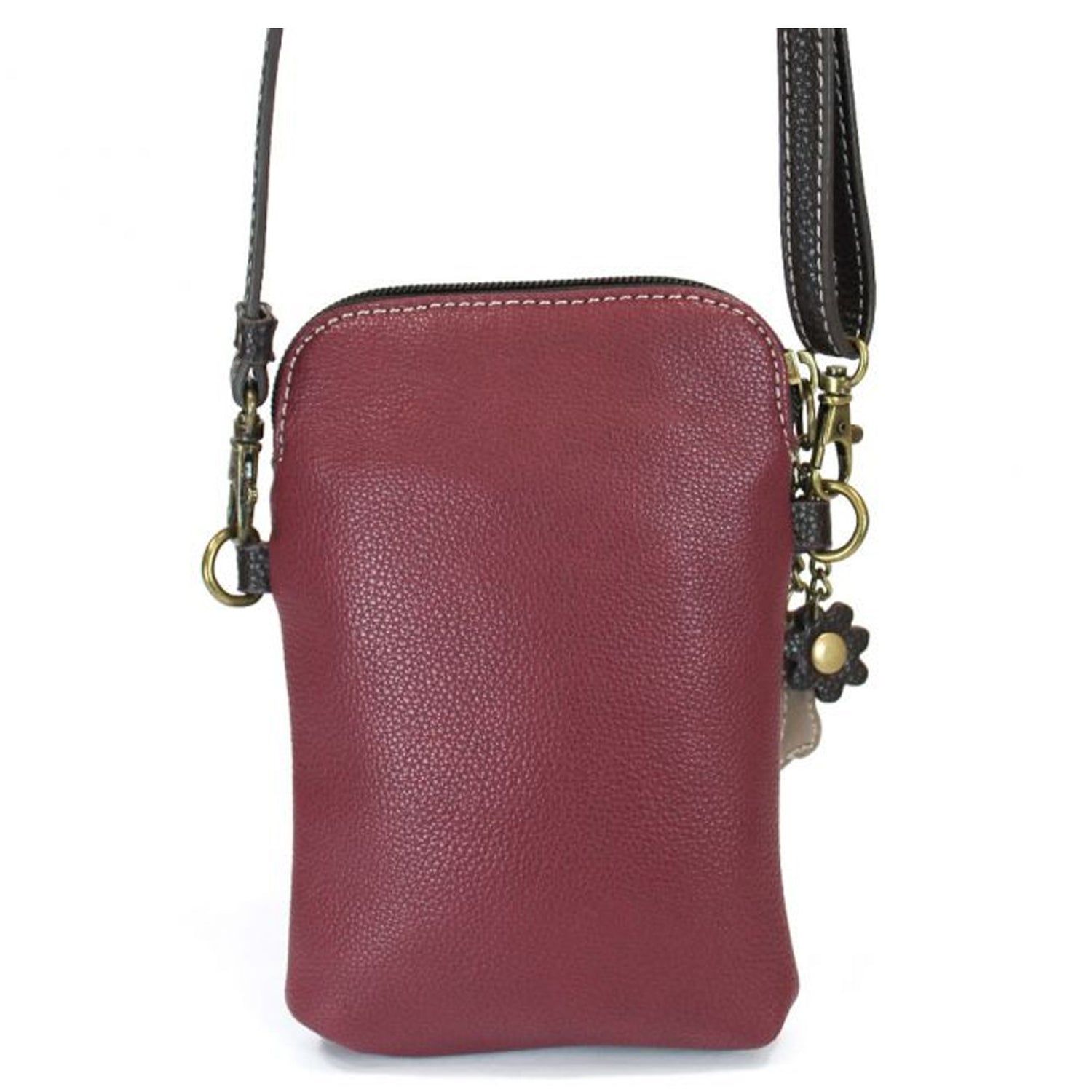 Peltz Shoes  Chala Ivory Paw Print Cell Phone Crossbody Burgundy 827PW9M