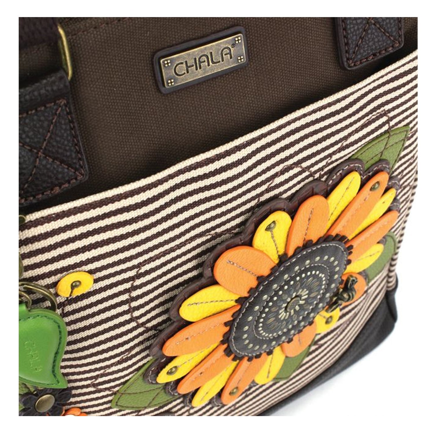 Peltz Shoes  Chala Sunflower Work Tote Brown Stripe 837SF3S
