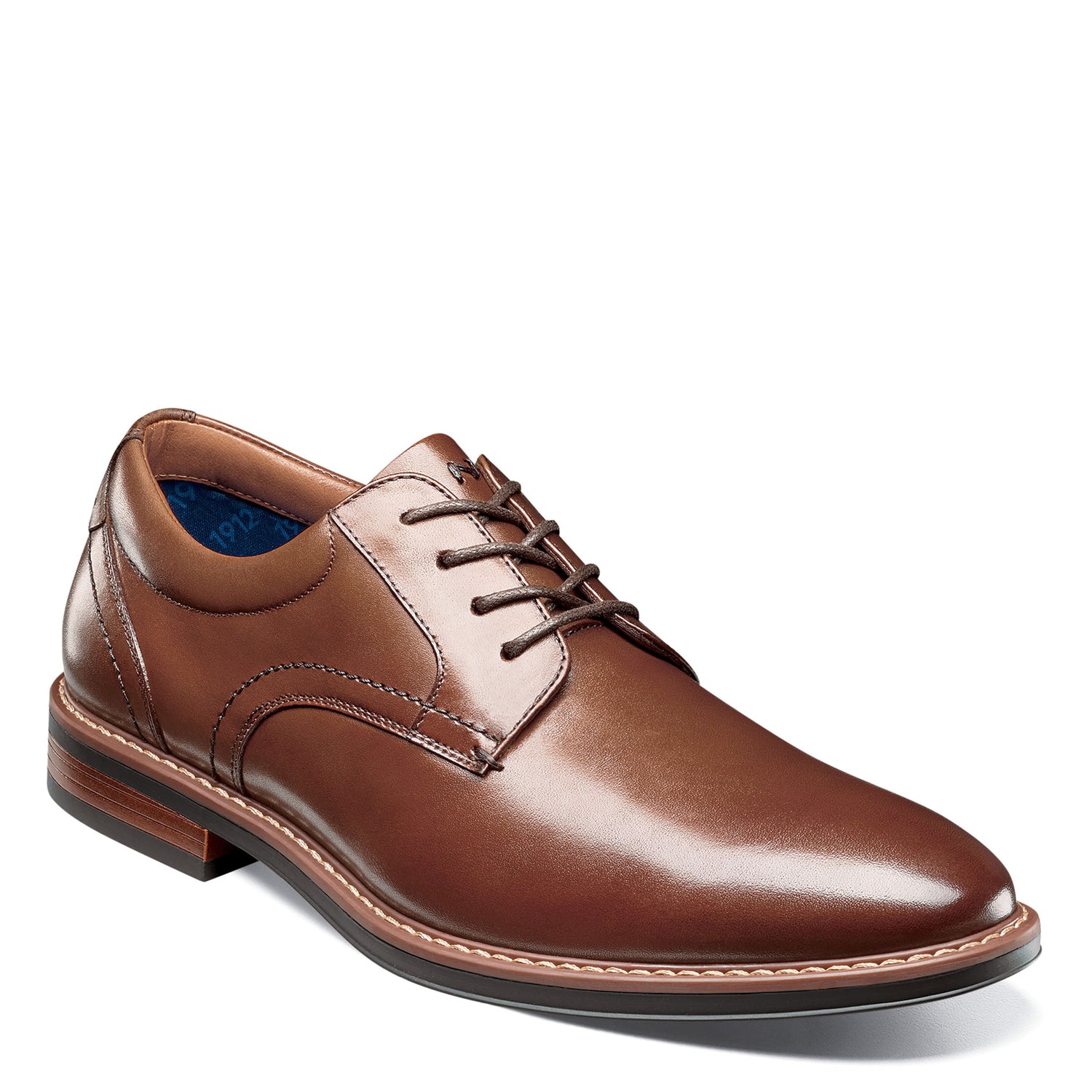 Peltz Shoes  Men's Nunn Bush Centro Flex Plain Toe Oxford COGNAC 84982-221