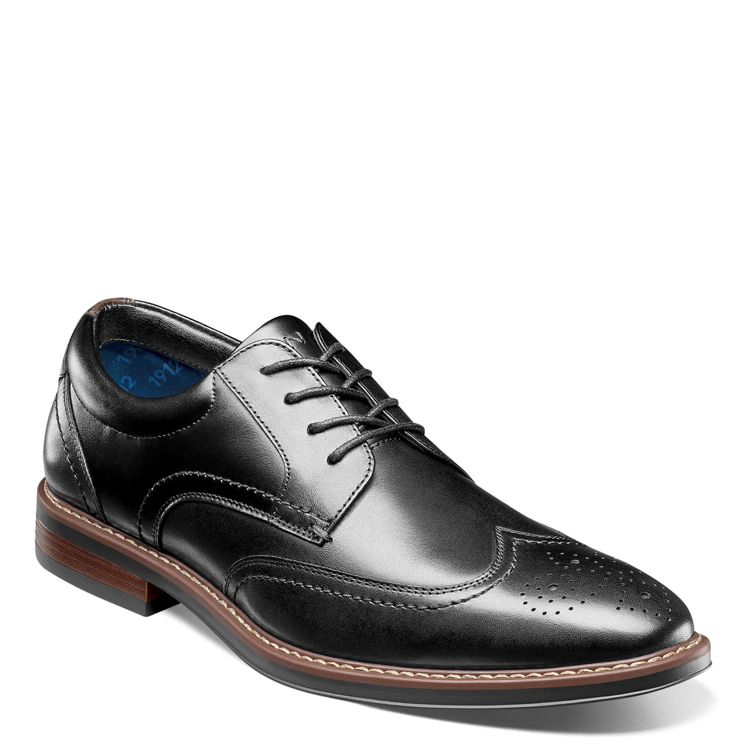 Peltz Shoes  Men's Nunn Bush Centro Flex Wingtip Oxford BLACK 84983-001