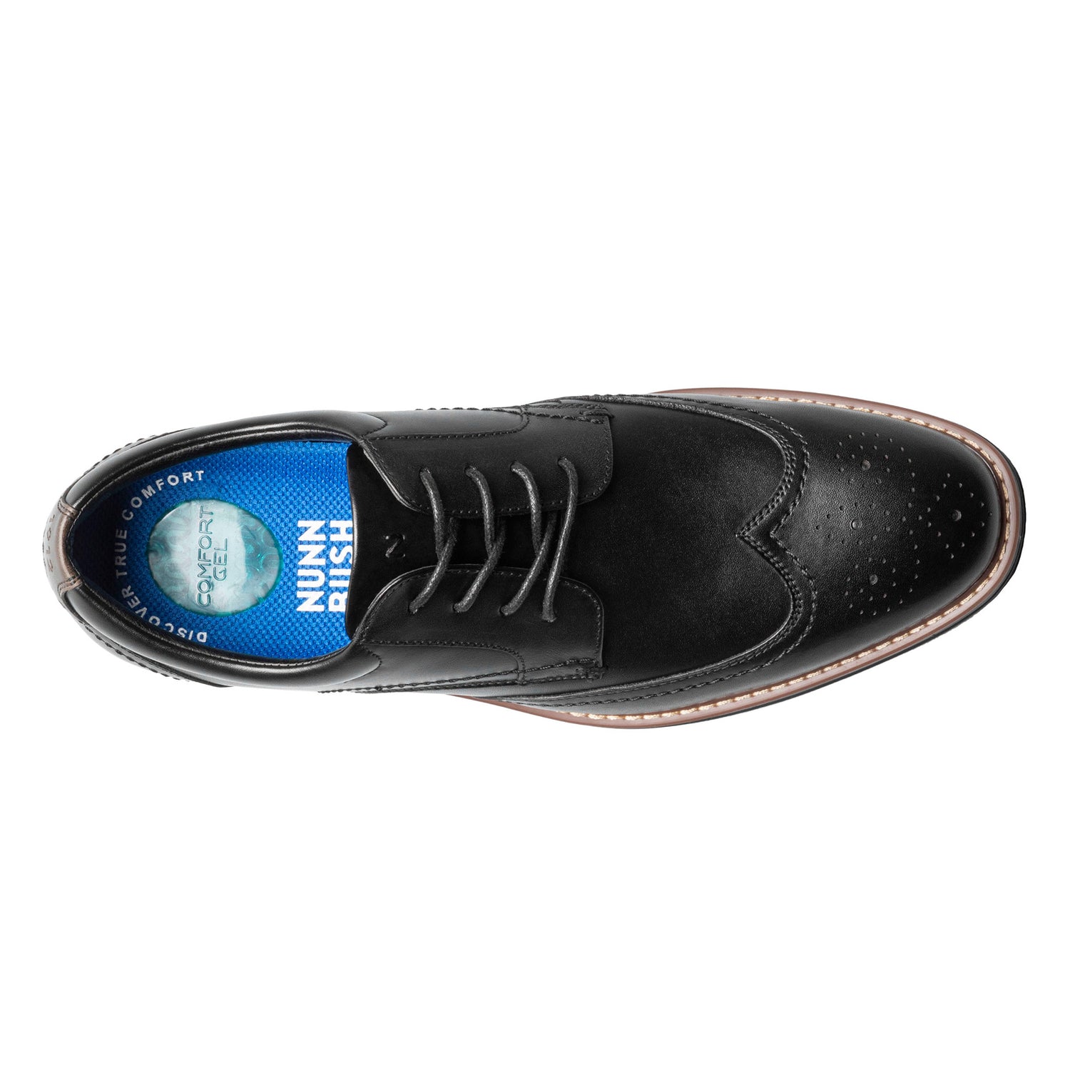 Peltz Shoes  Men's Nunn Bush Centro Flex Wingtip Oxford BLACK 84983-001