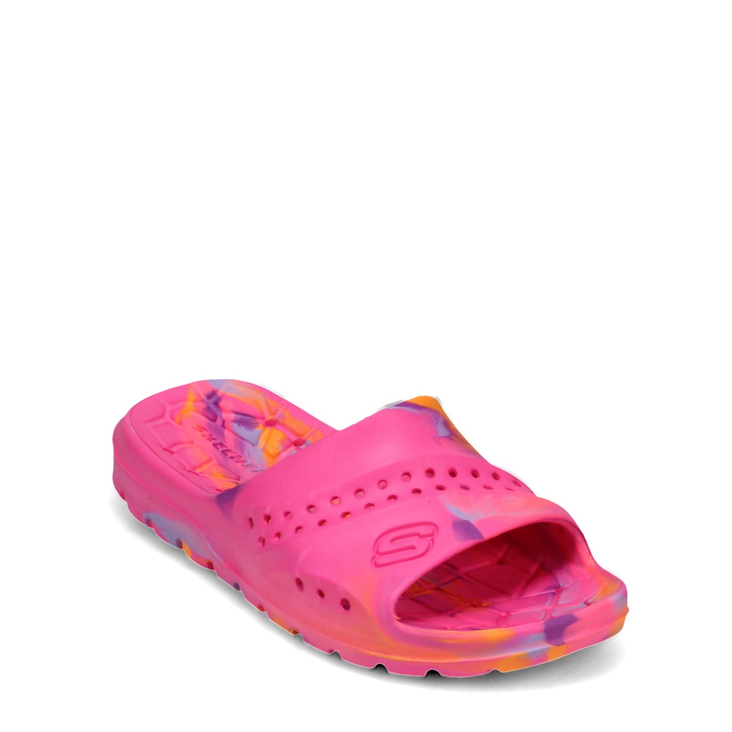 Peltz Shoes  Girl's Skechers Hogan Color Splashed Slide Sandals Hot Pink 86781L-HPMT