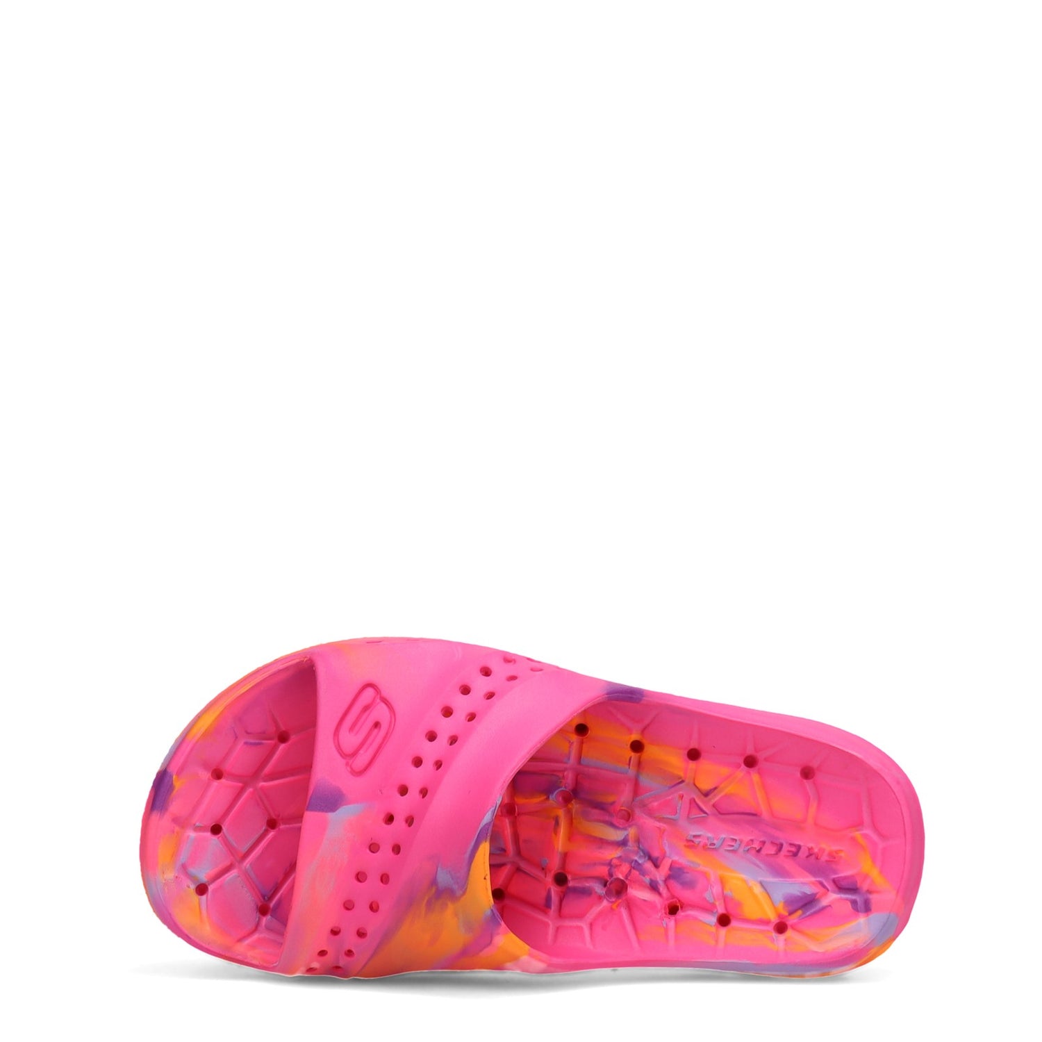 Peltz Shoes  Girl's Skechers Hogan Color Splashed Slide Sandals Hot Pink 86781L-HPMT