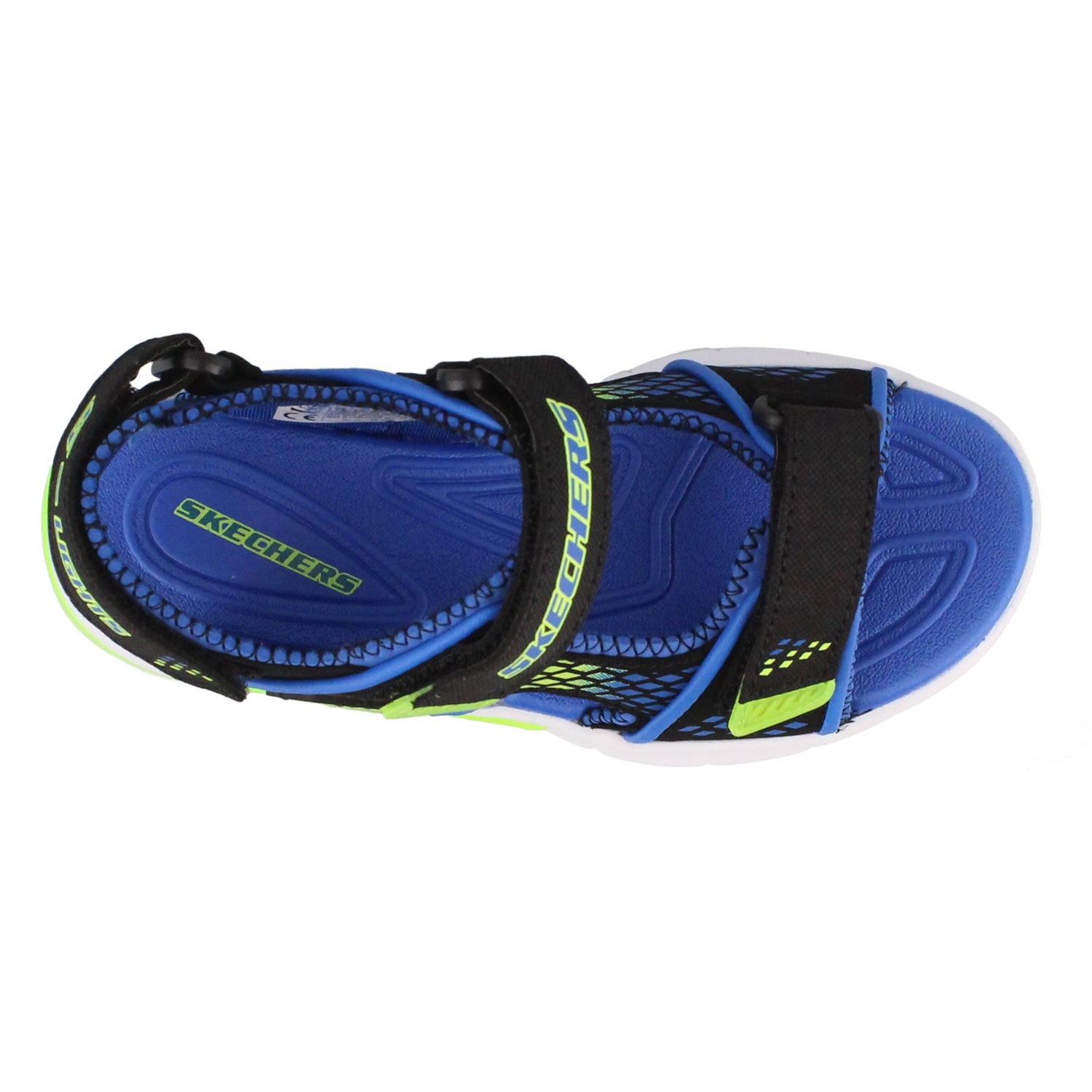 Peltz Shoes  Boy's Skechers E II Beach Glower Sandals BLACK BLUE 90558L-BBLM