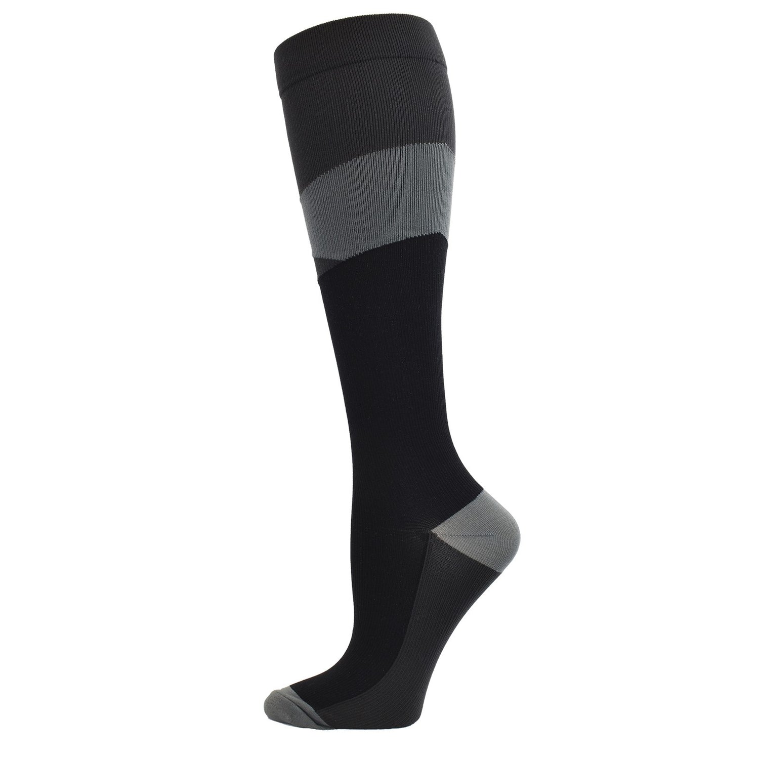 Peltz Shoes  Men's Think Medical Premium Compression Socks BLACK GRAY 92022