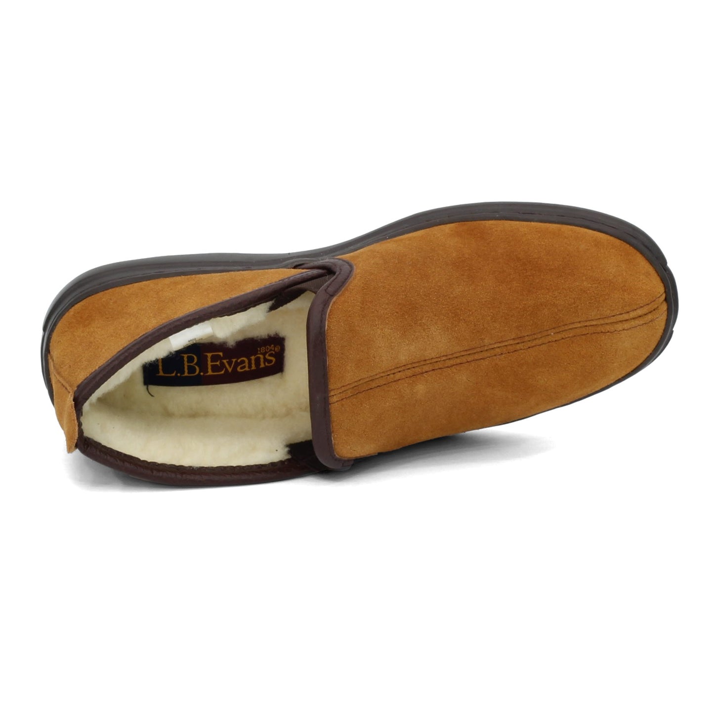 Peltz Shoes  Mens L.B. Evans Klondike Slipper BROWN SUEDE MEDIUM 9502