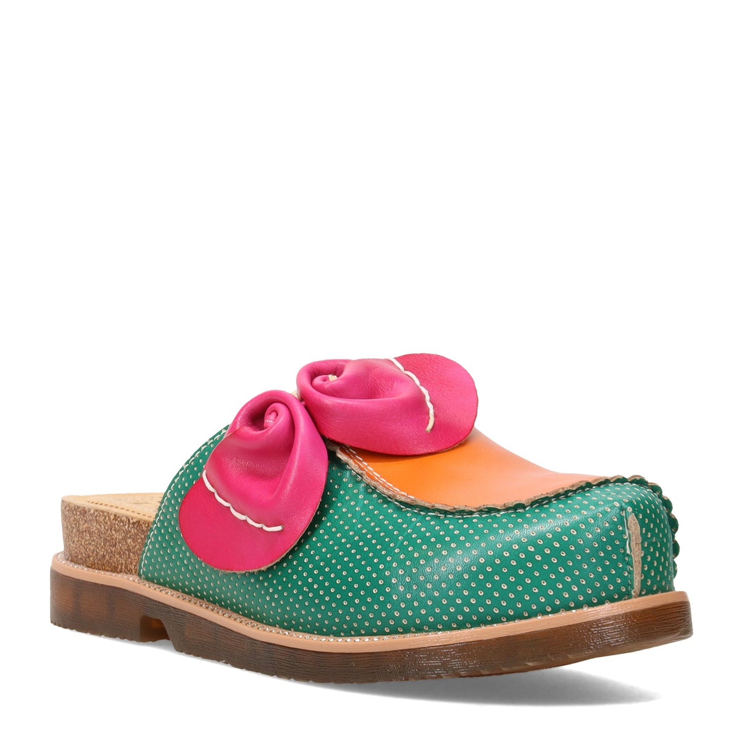 Peltz Shoes  Women's L'Artiste by Spring Step Tricolor Slip-On Green Pink Multi 955009-FXM