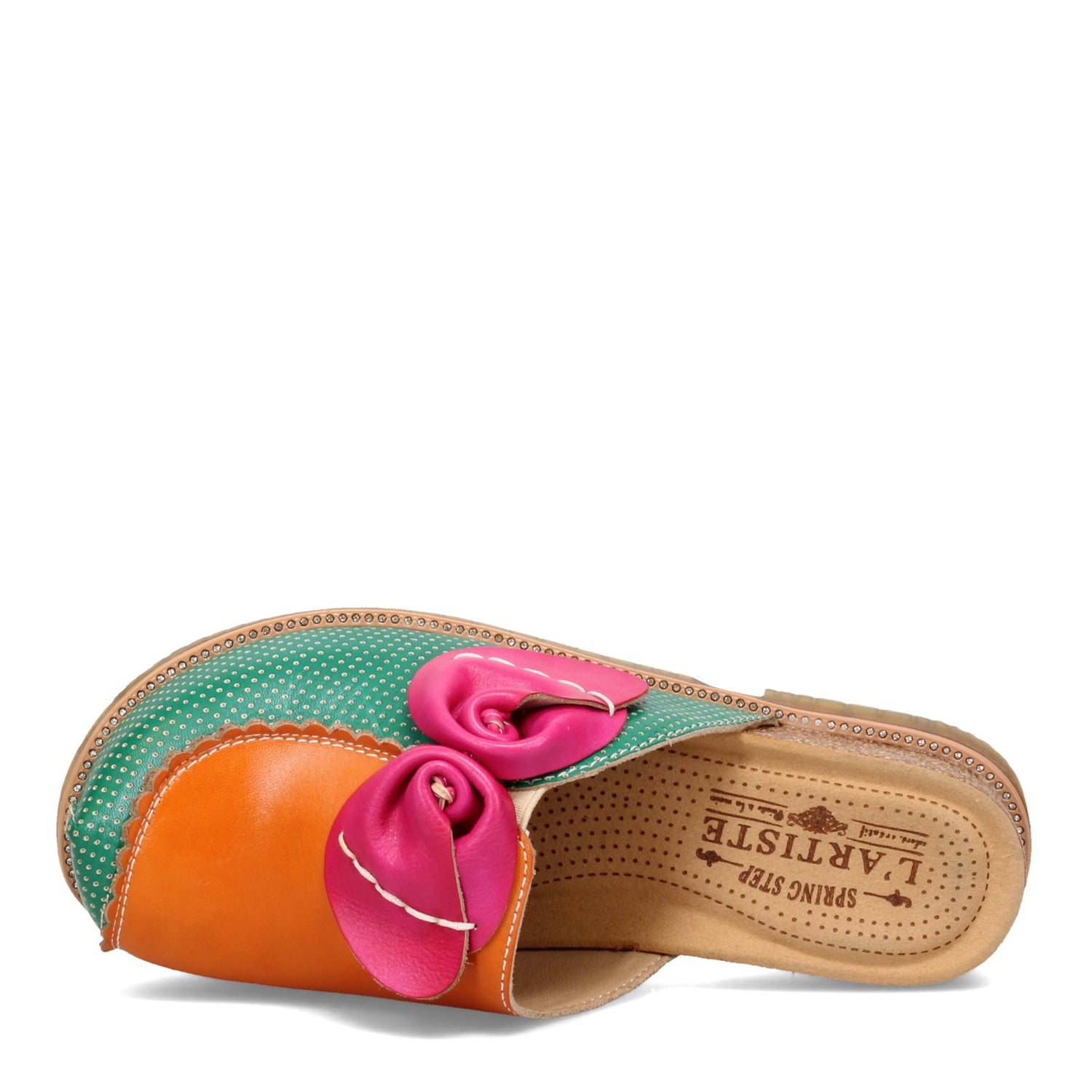Peltz Shoes  Women's L'Artiste by Spring Step Tricolor Slip-On Green Pink Multi 955009-FXM