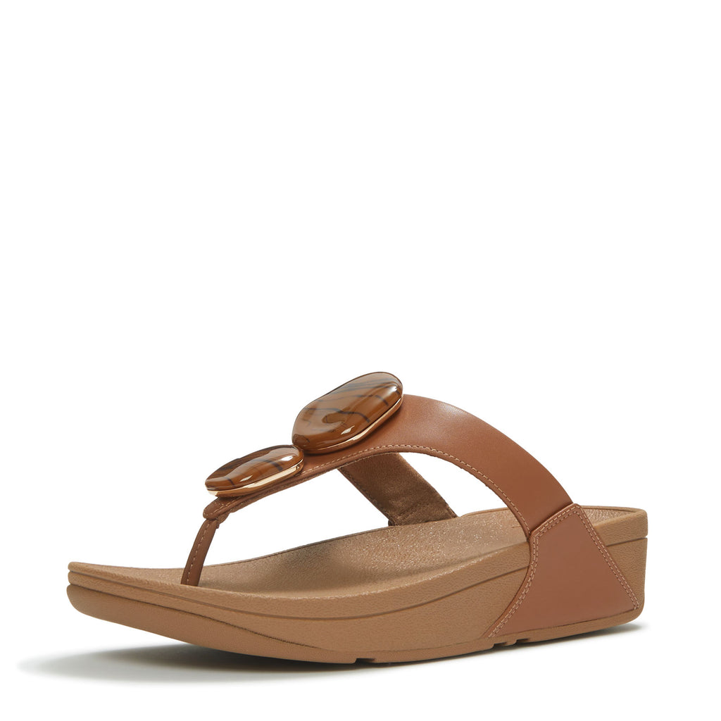 Women's FitFlop Lulu Marbled Stone Thong Sandal DEEP TAN A4T-C15