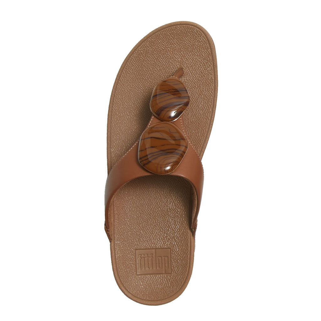 Women's FitFlop Lulu Marbled Stone Thong Sandal DEEP TAN A4T-C15