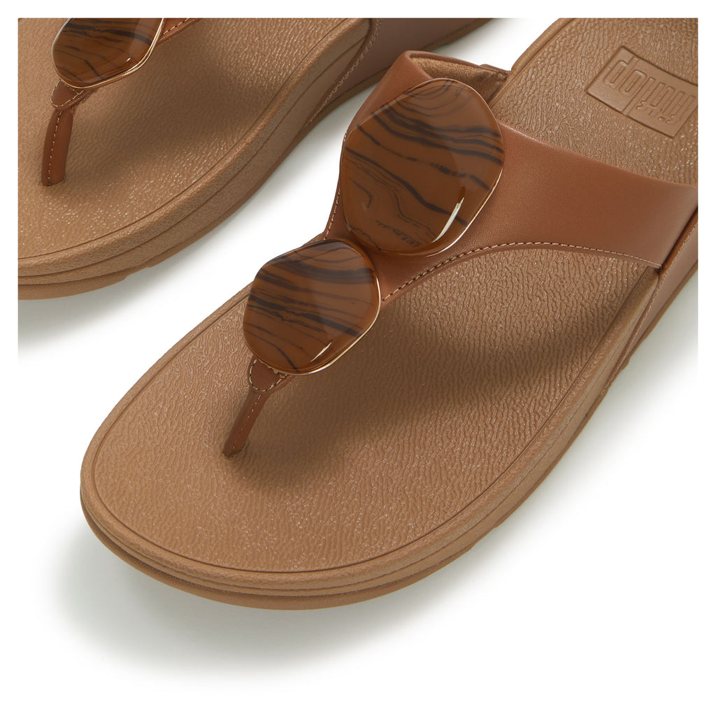 Women's FitFlop Lulu Marbled Stone Thong Sandal DEEP TAN A4T-C15