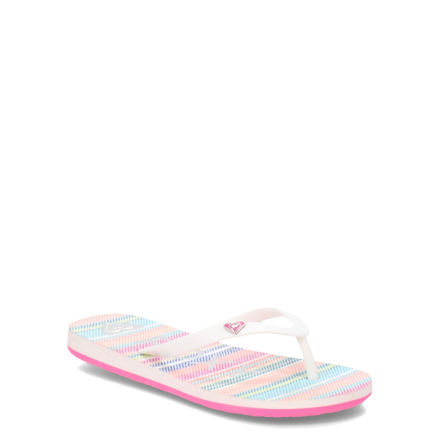 Peltz Shoes  Girl's Roxy RG Pebbles VII Sandal - Little Kid & Big Kid WHITE MULTI STRIPE ARGL100264-MUL