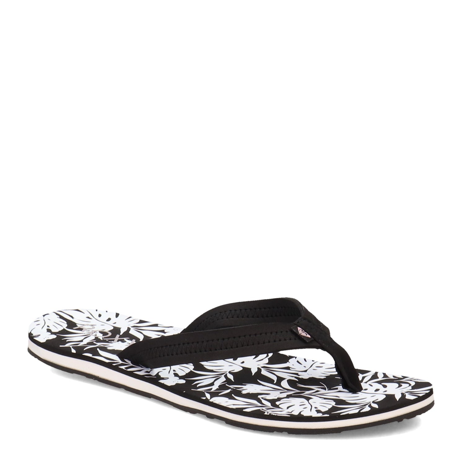 Peltz Shoes  Women's Roxy Vista Loreto Flip Flop BLACK WHITE ARJL100953-BKW