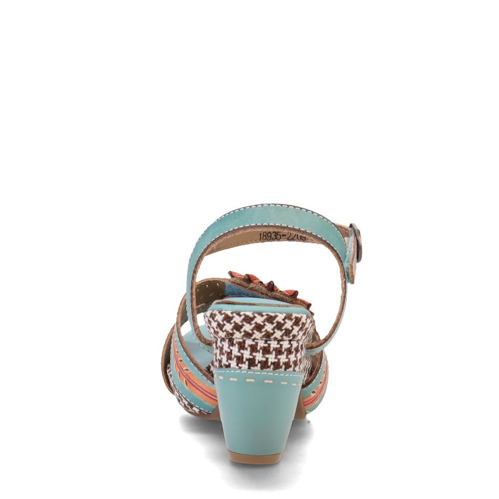 Women's L'Artiste by Spring Step Astarr Sandal.<h3>Pattern-Mixing Perfection with Hand-Painted Leather and Beaded Accents</h3> <p>The L'Artiste by Spring Step Astarr sandal is a masterclass in layered design combining hand-painted leather with beaded ac SKY BLUE MULTI ASTARR-SKYM