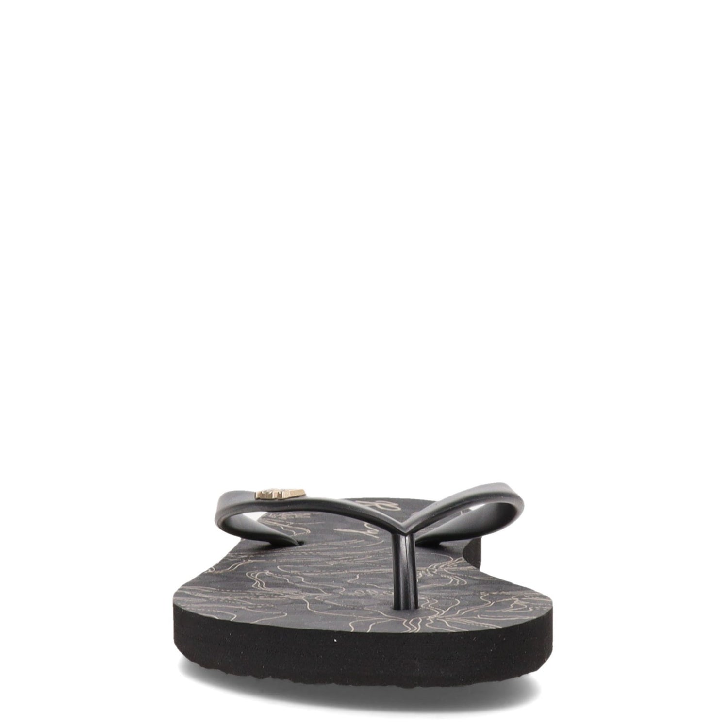 Peltz Shoes  Women's Roxy Viva Stamp II Sandal BLACK / GOLD ARJL100683-201