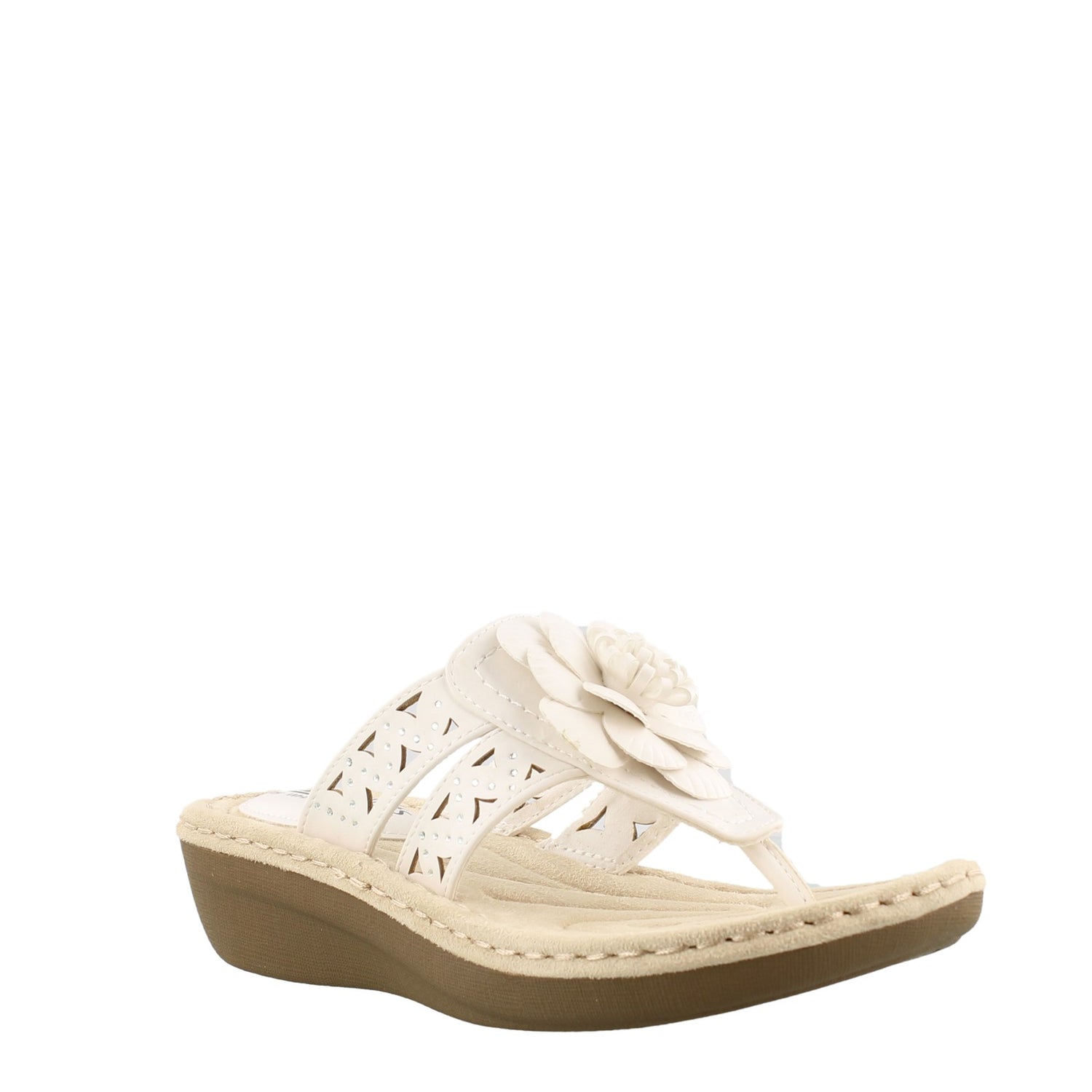 Peltz Shoes  Women's Cliffs by White Mountain Cynthia Low Heel Sandals WHITE C26890-192