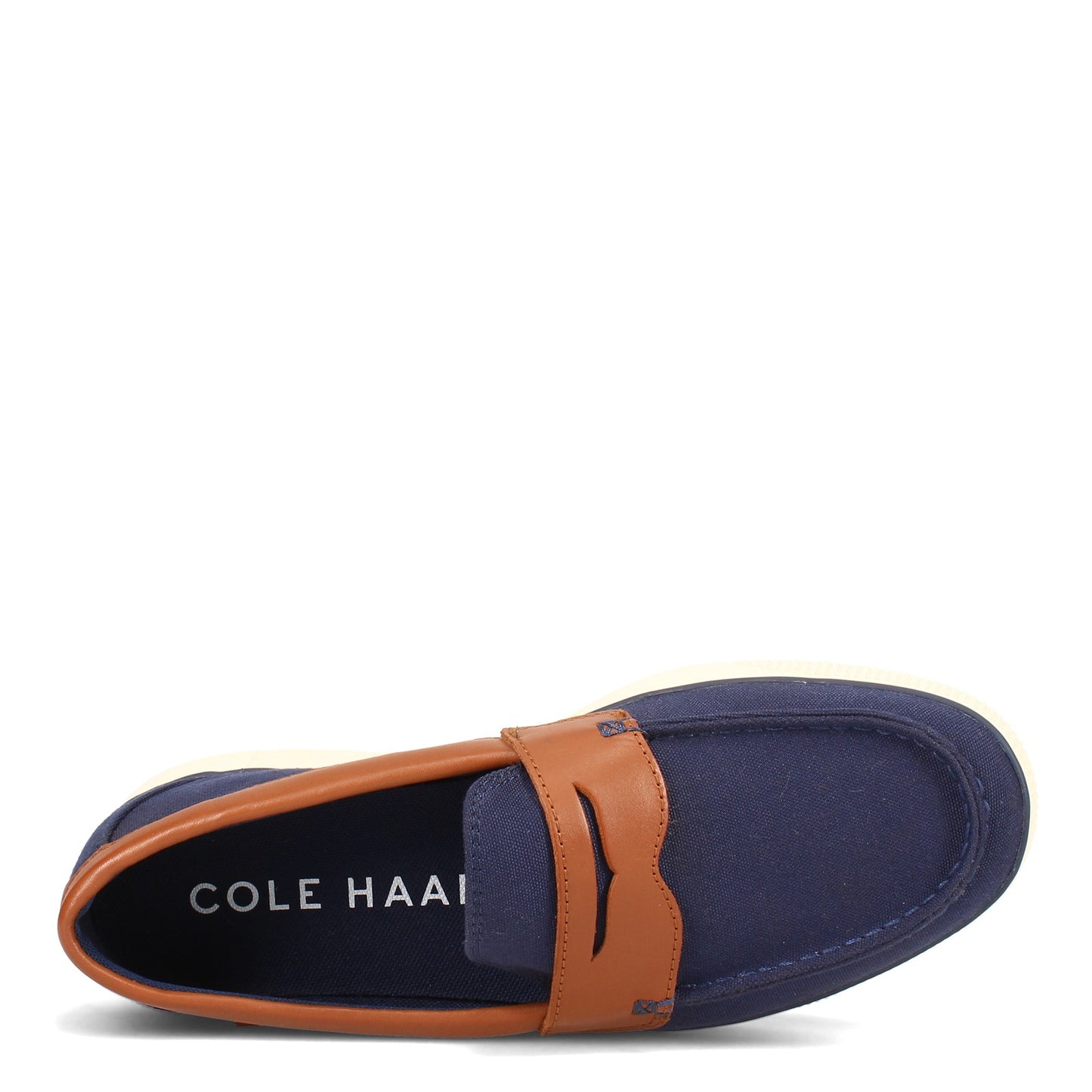 Peltz Shoes  Men's Cole Haan Nantucket Loafer II Penny Loafer NAVY TAN C33799