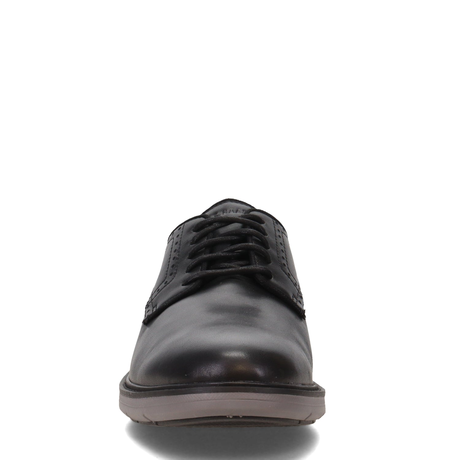 Peltz Shoes  Men's Cole Haan Go-To Plain Toe Oxford BLACK GRAY C34123