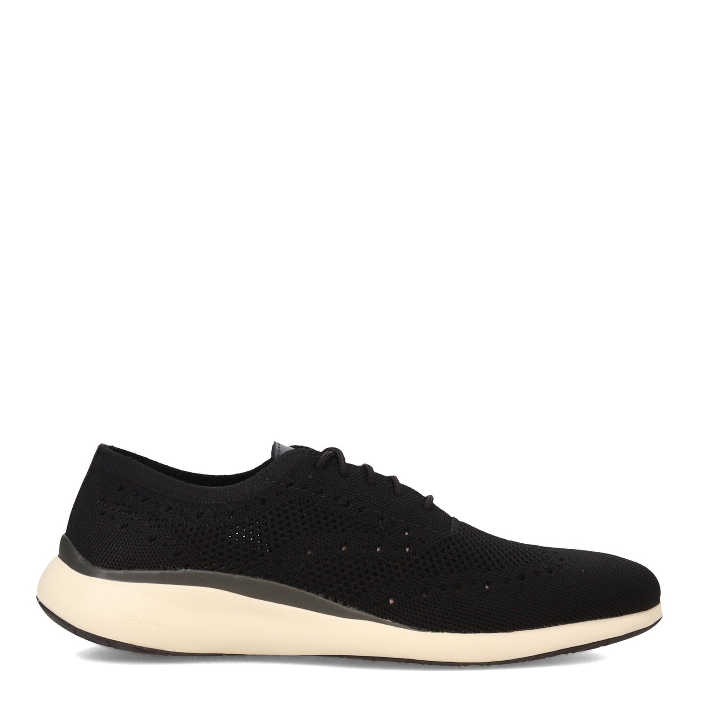 Peltz Shoes  Men's Cole Haan Grand Troy Knit Wingtip Oxford BLACK / IVORY C35726