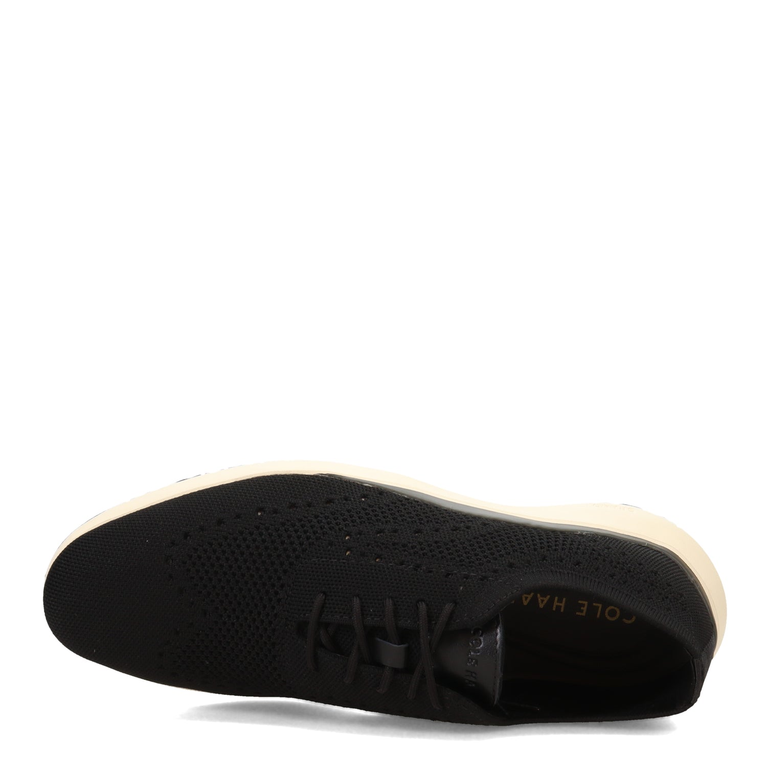 Peltz Shoes  Men's Cole Haan Grand Troy Knit Wingtip Oxford BLACK / IVORY C35726