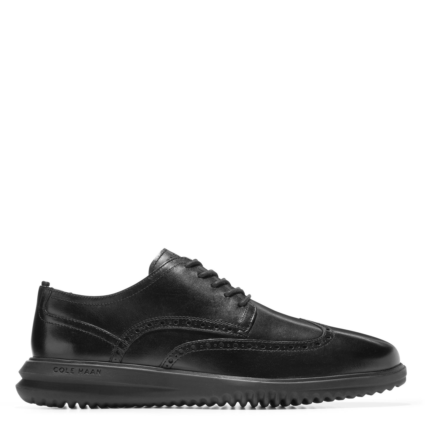 Peltz Shoes  Men's Cole Haan Grand+ Wingtip Oxford Black Black C36938