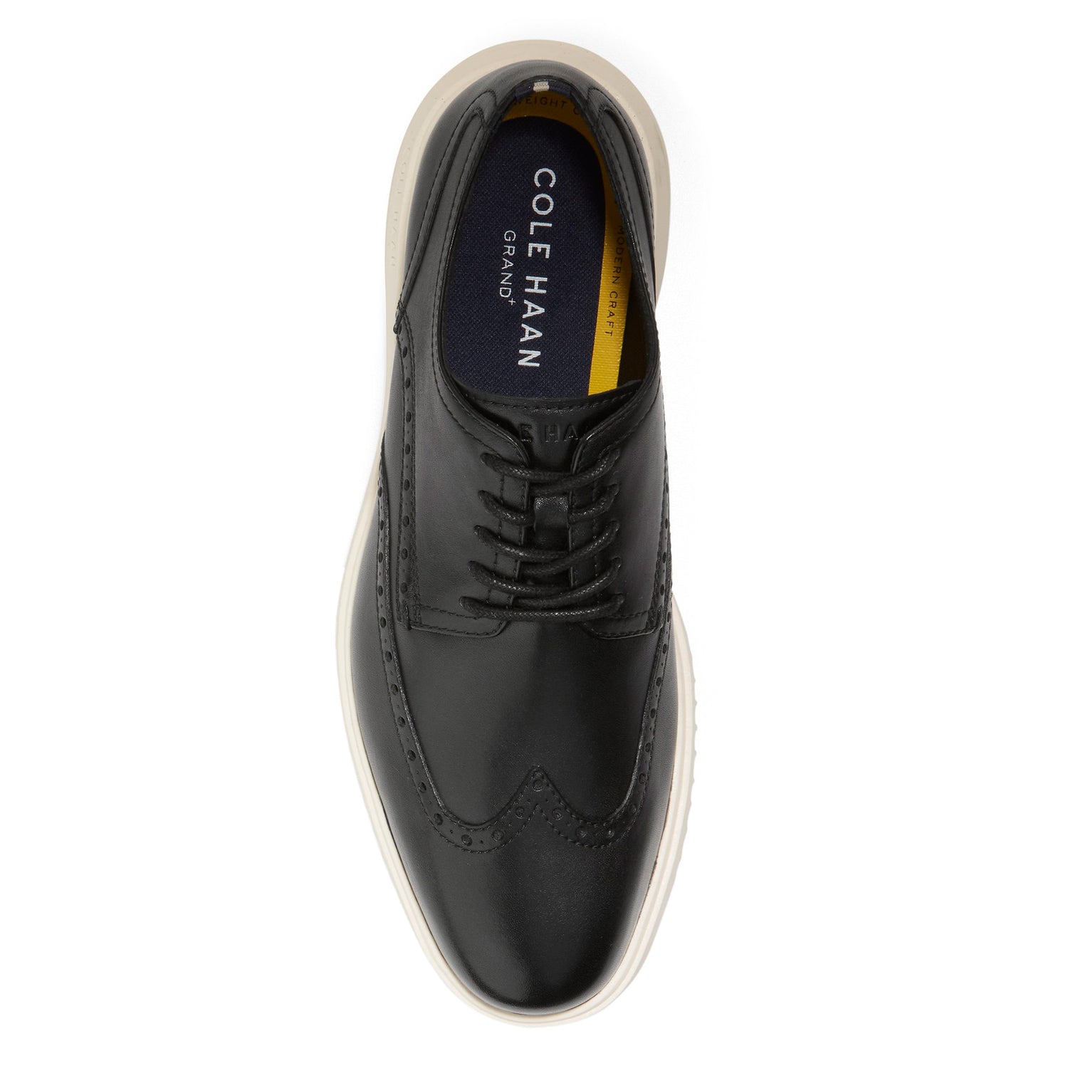 Peltz Shoes  Men's Cole Haan Grand+ Wingtip Oxford Black Black C36938